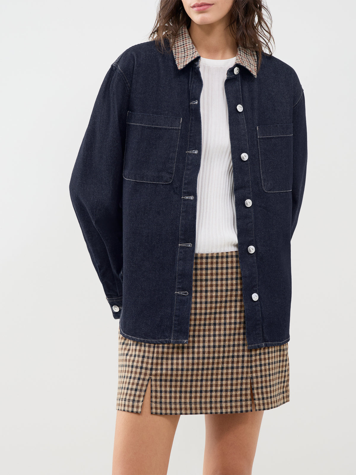 Vera Check Denim Shirt – Dark Blue Denim