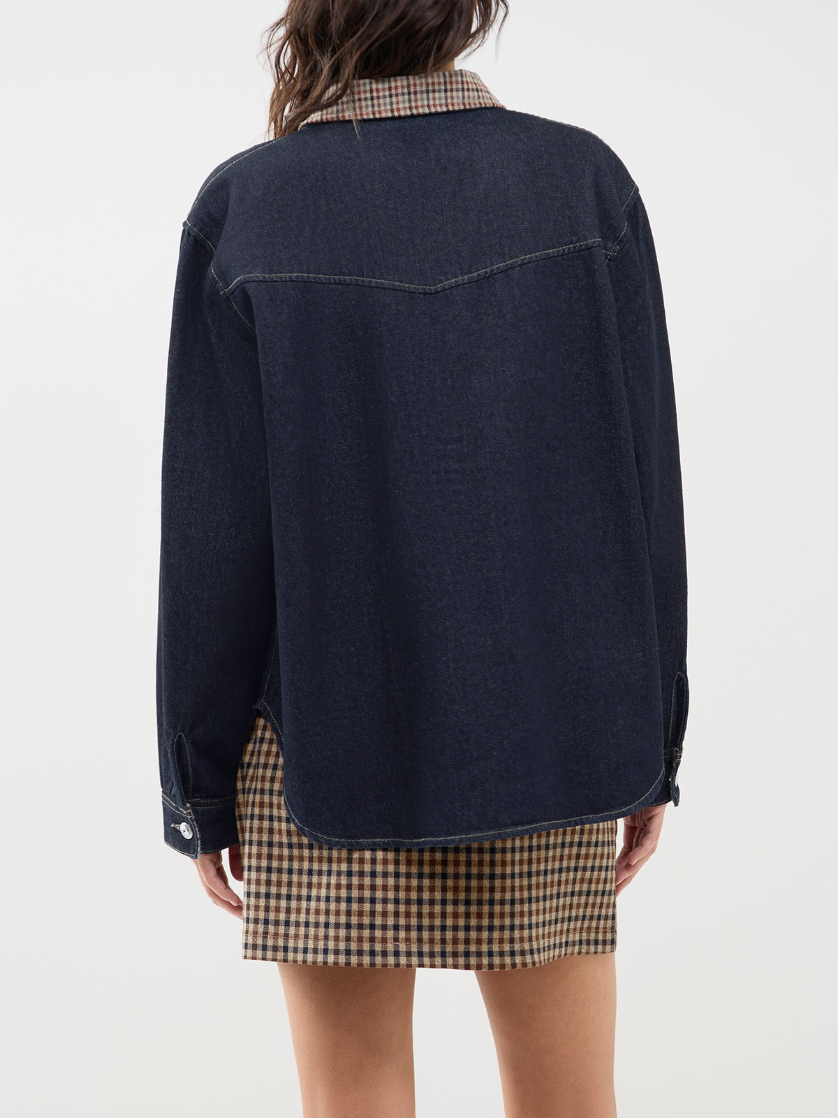 Vera Check Denim Shirt – Dark Blue Denim