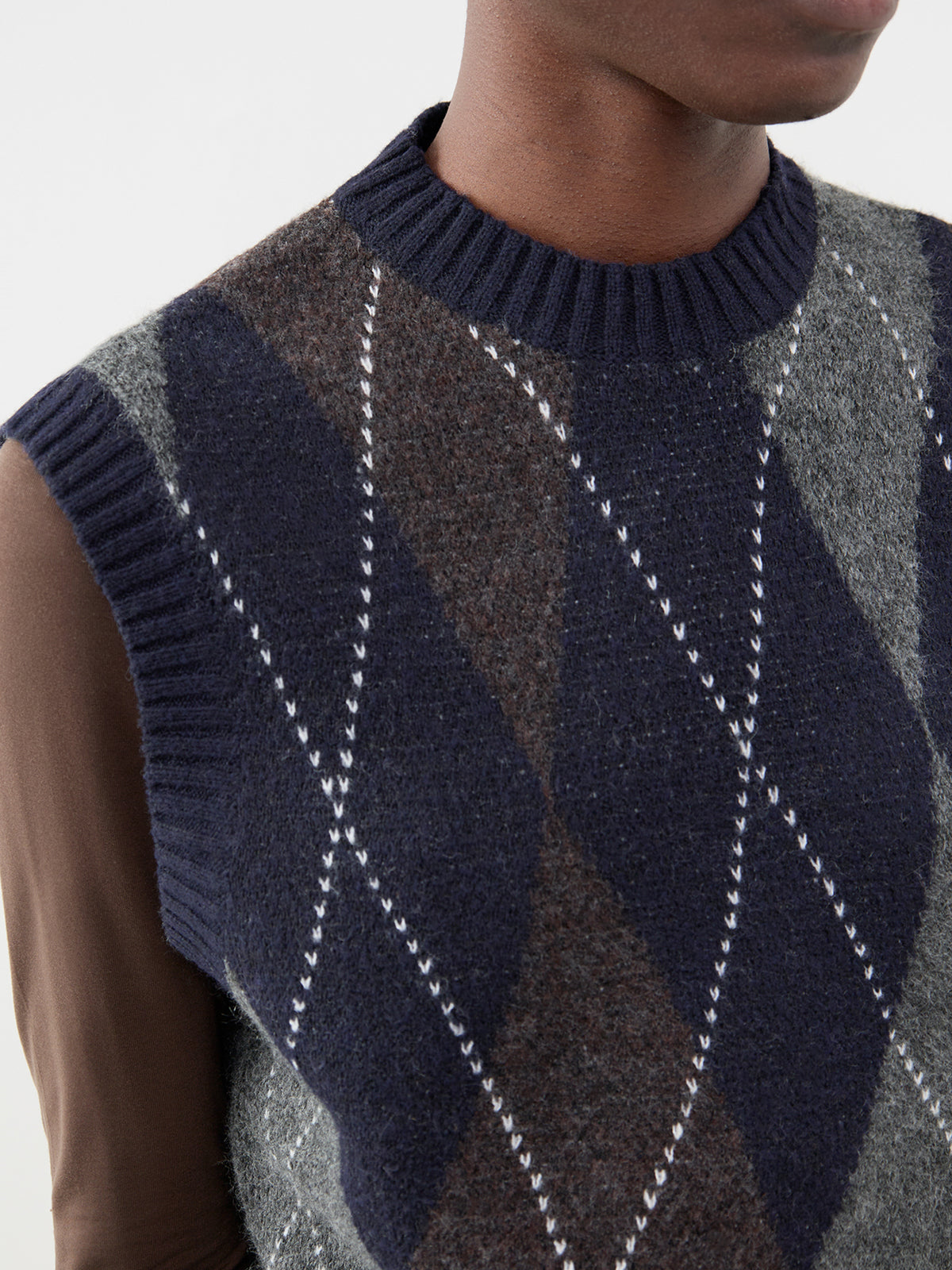Harlequin Knitted Vest - Night Sky