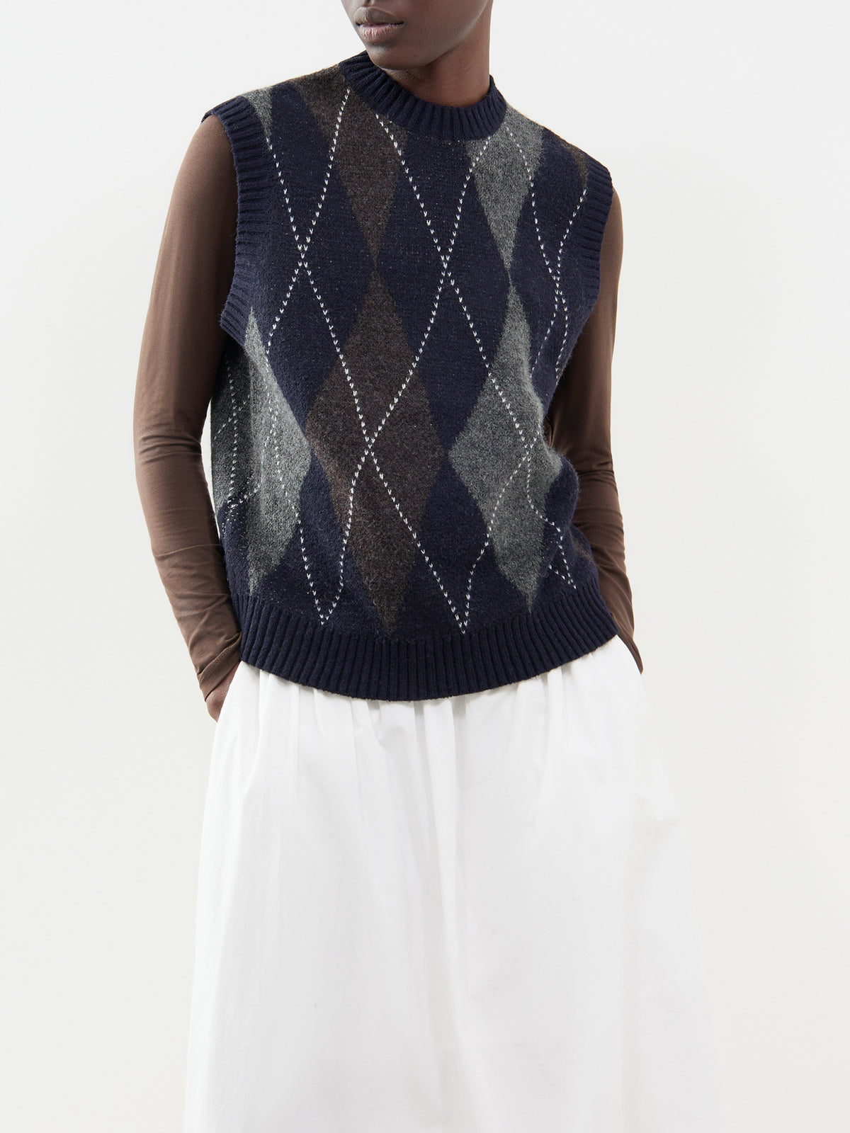 Harlequin Knitted Vest - Night Sky