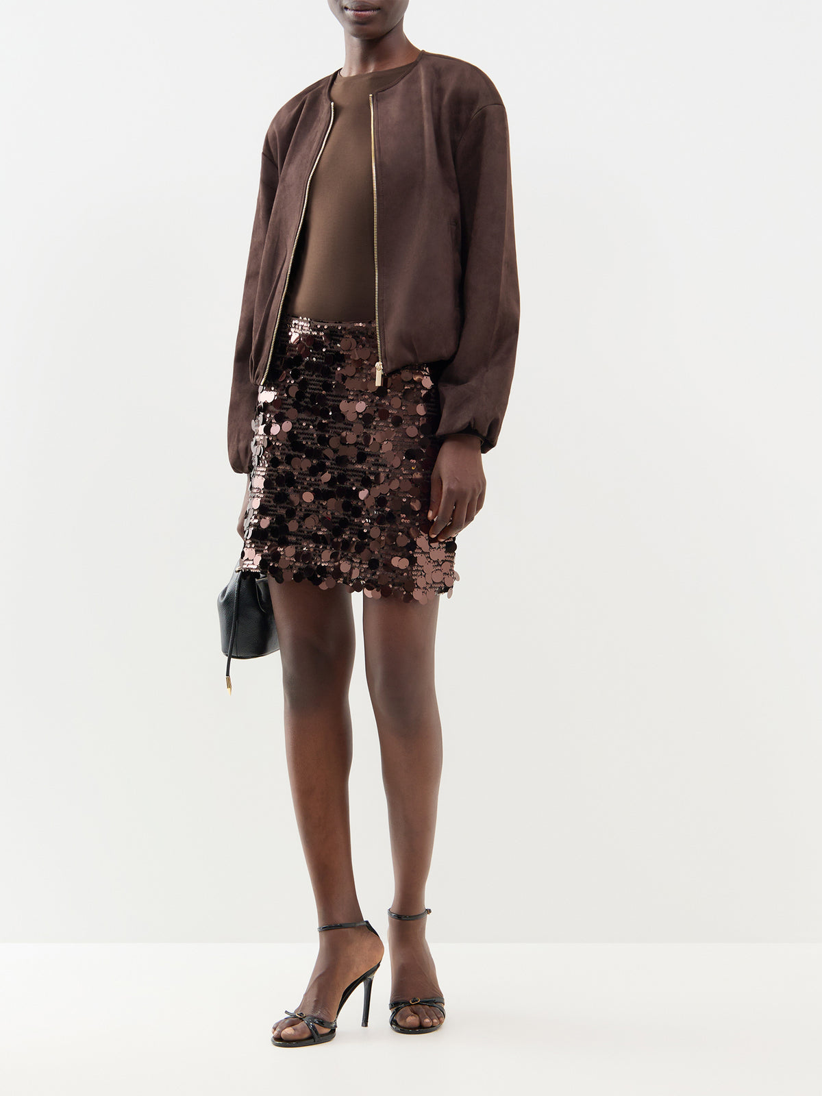 Jadel Sequin Mini Skirt - Coffee Bean