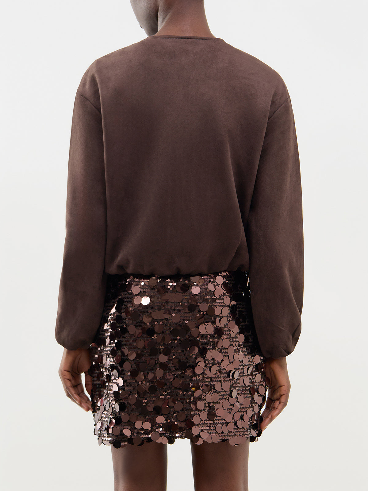 Jadel Sequin Mini Skirt - Coffee Bean