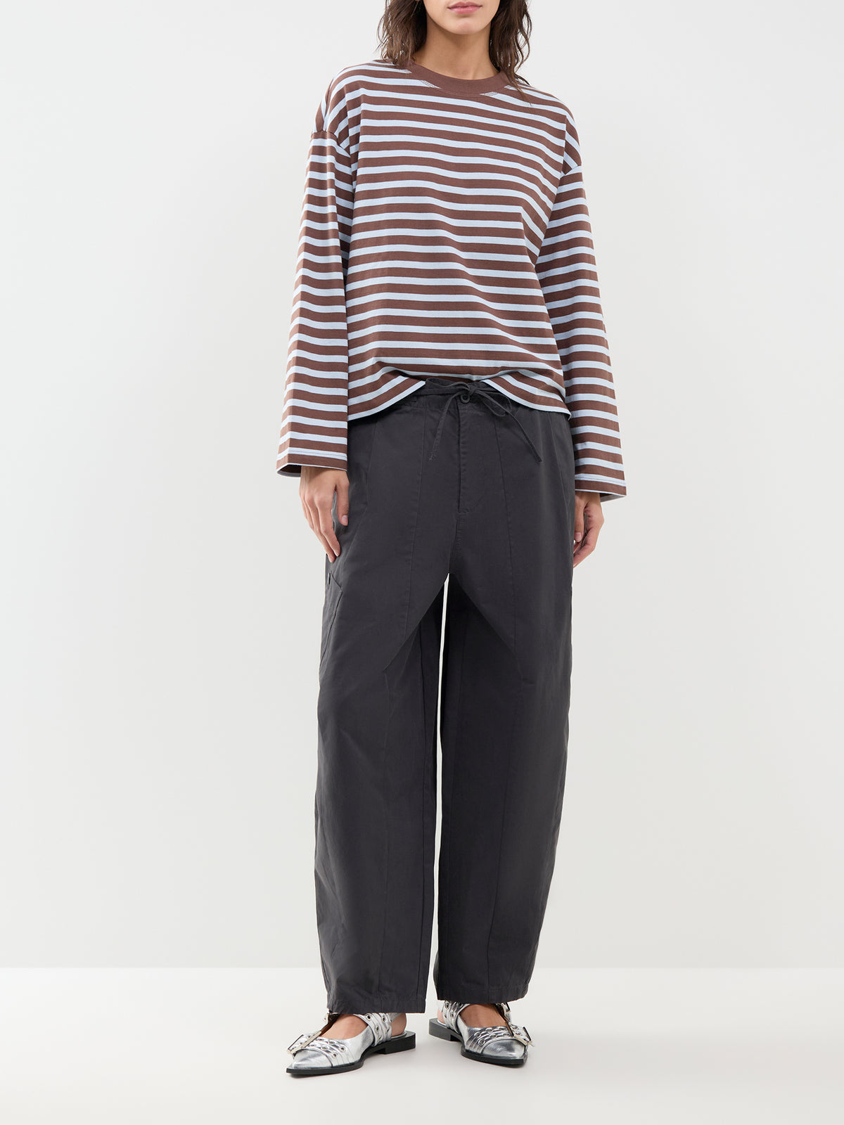 Freja Organic Cotton Striped Long Sleeve Top – Blue & Beige