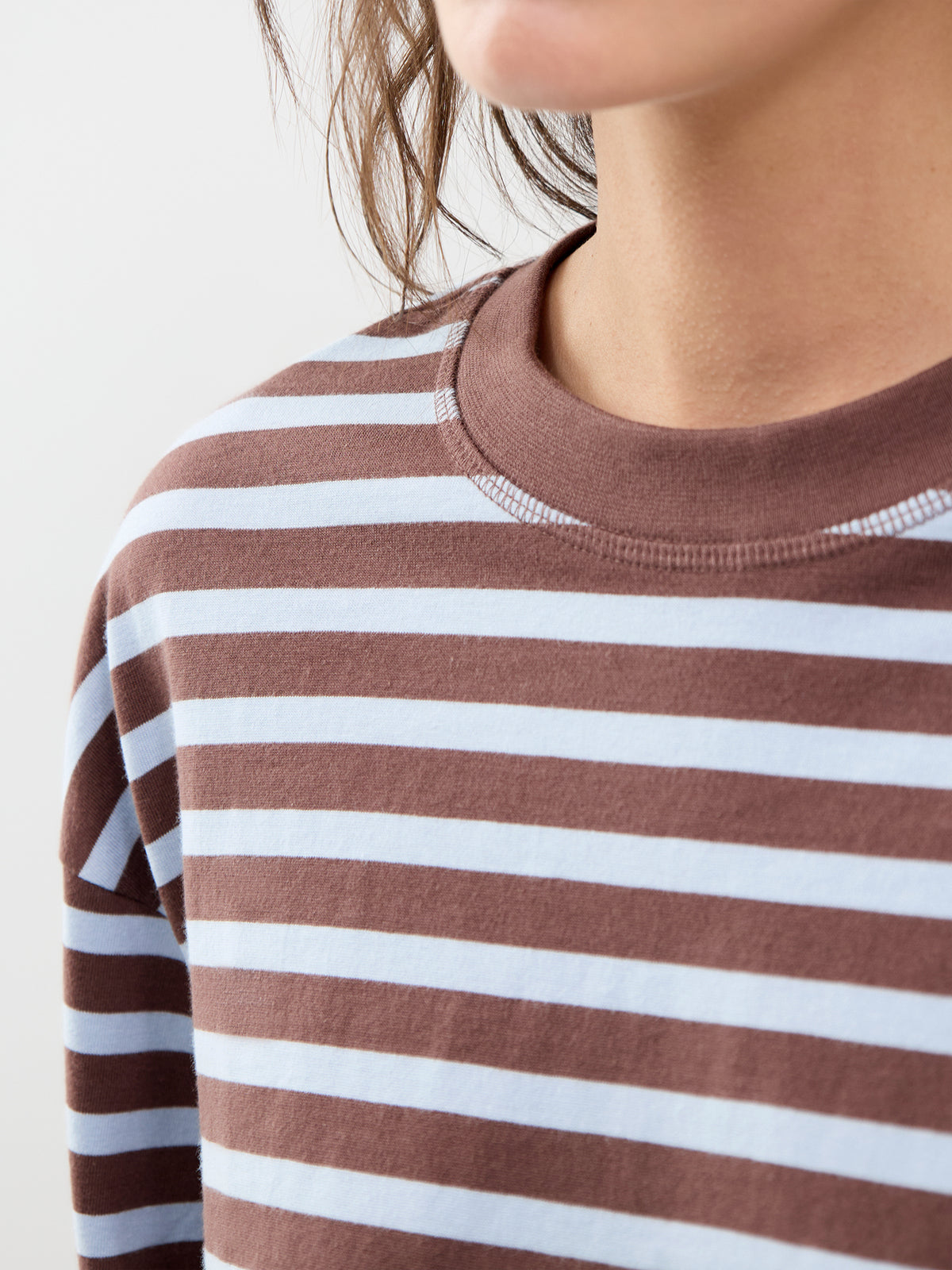 Freja Organic Cotton Striped Long Sleeve Top – Blue & Beige