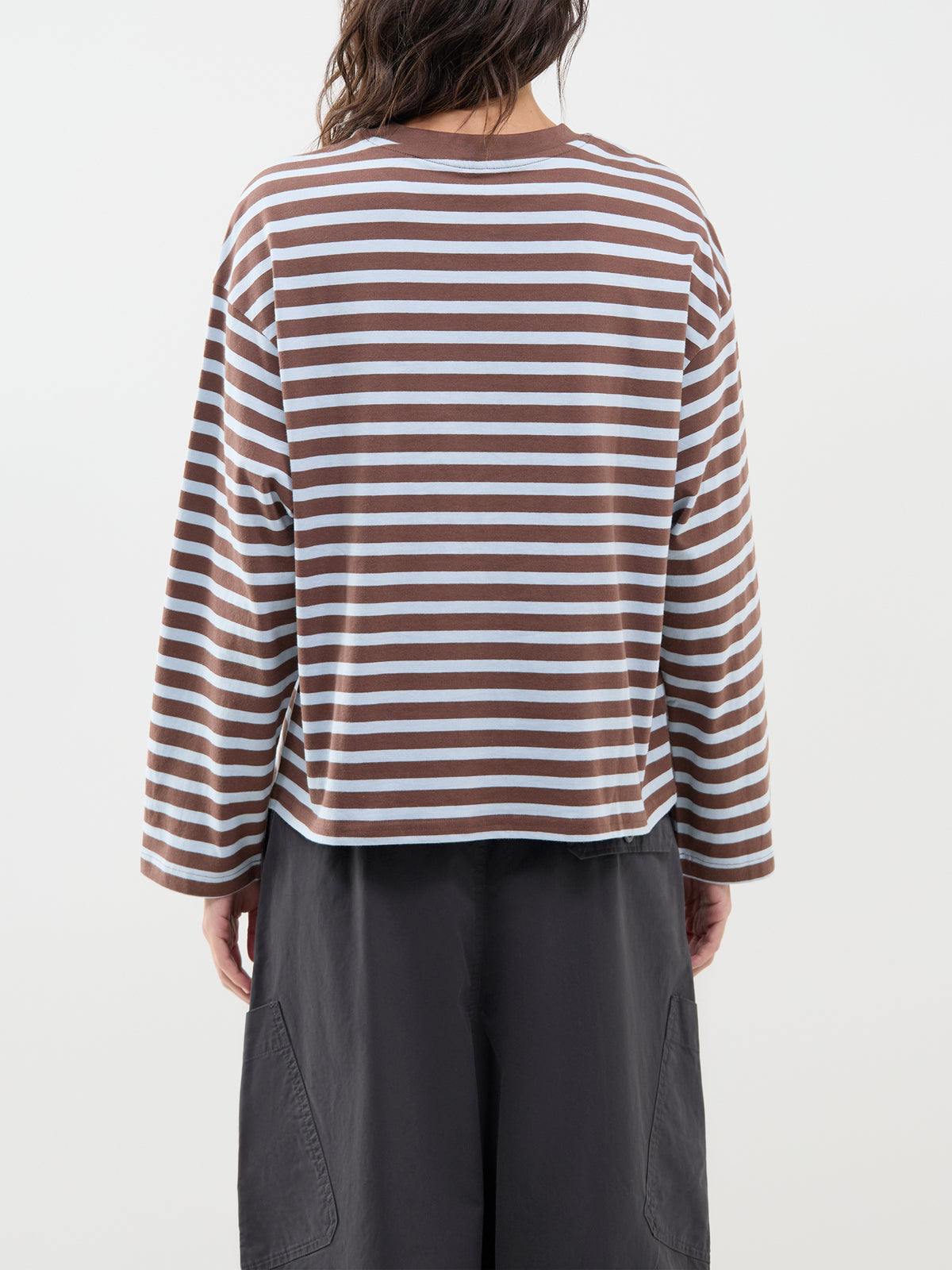 Freja Organic Cotton Striped Long Sleeve Top – Blue & Beige