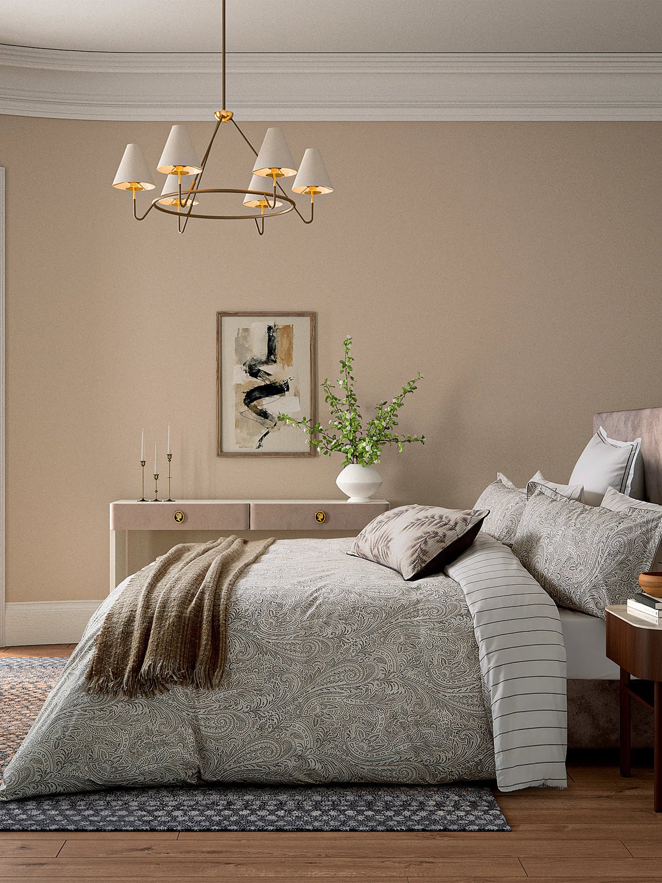 Avita Double Duvet Cover Set Charcoal, Chalk & Tan