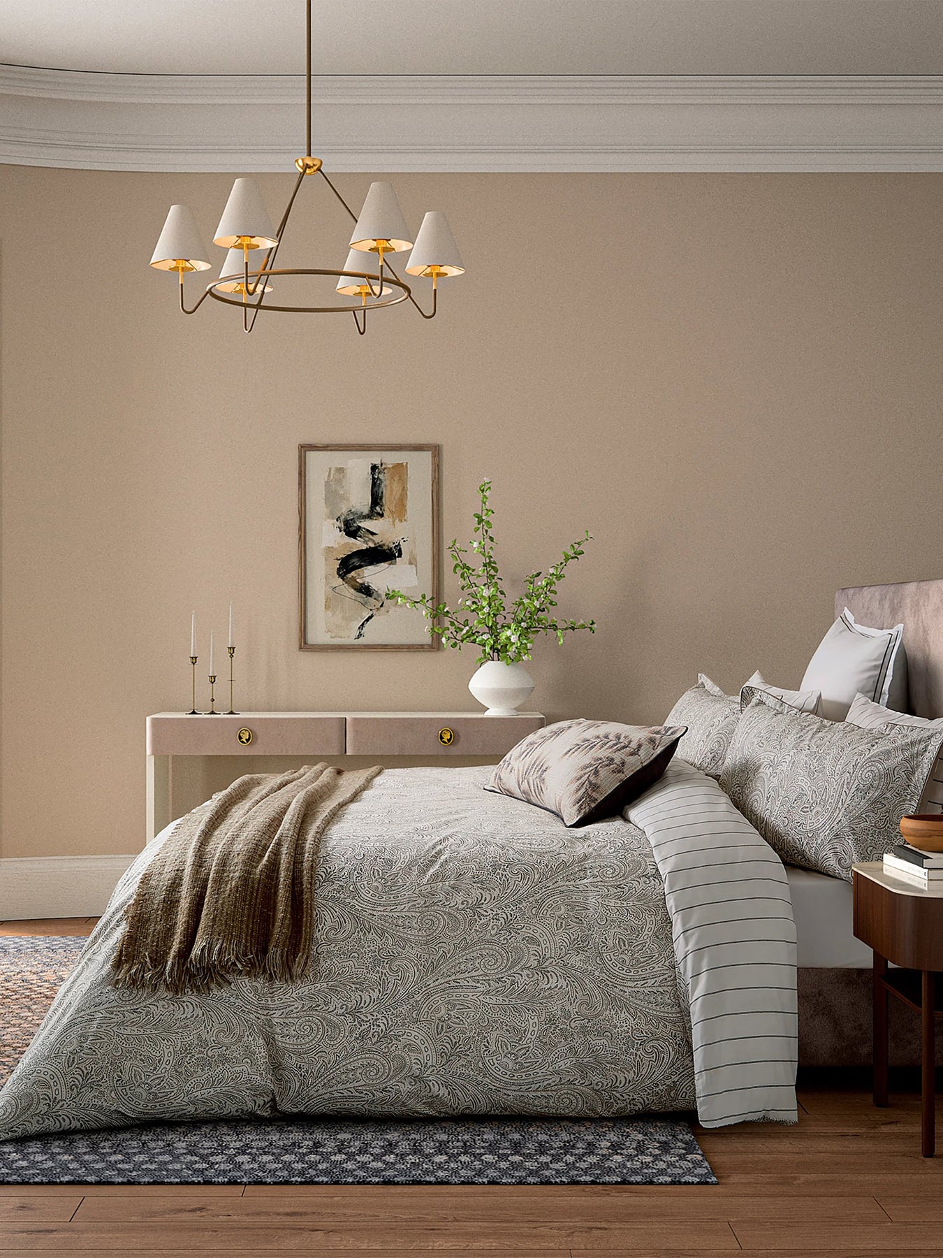Avita King Duvet Cover Set Charcoal, Chalk & Tan