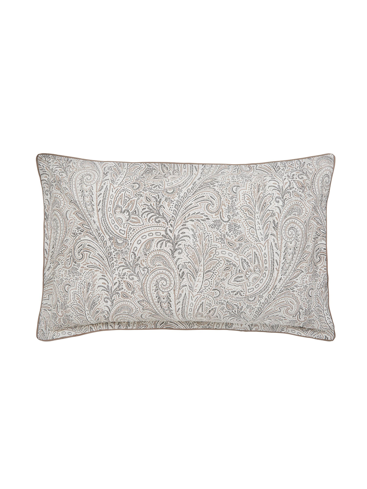 Avita Standard Pillowcase Pair Charcoal, Chalk & Tan