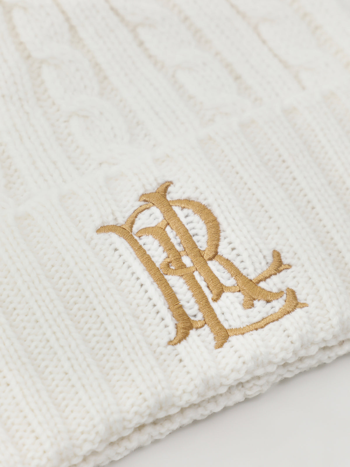 Cable Knit Wool Blend Beanie - Cream