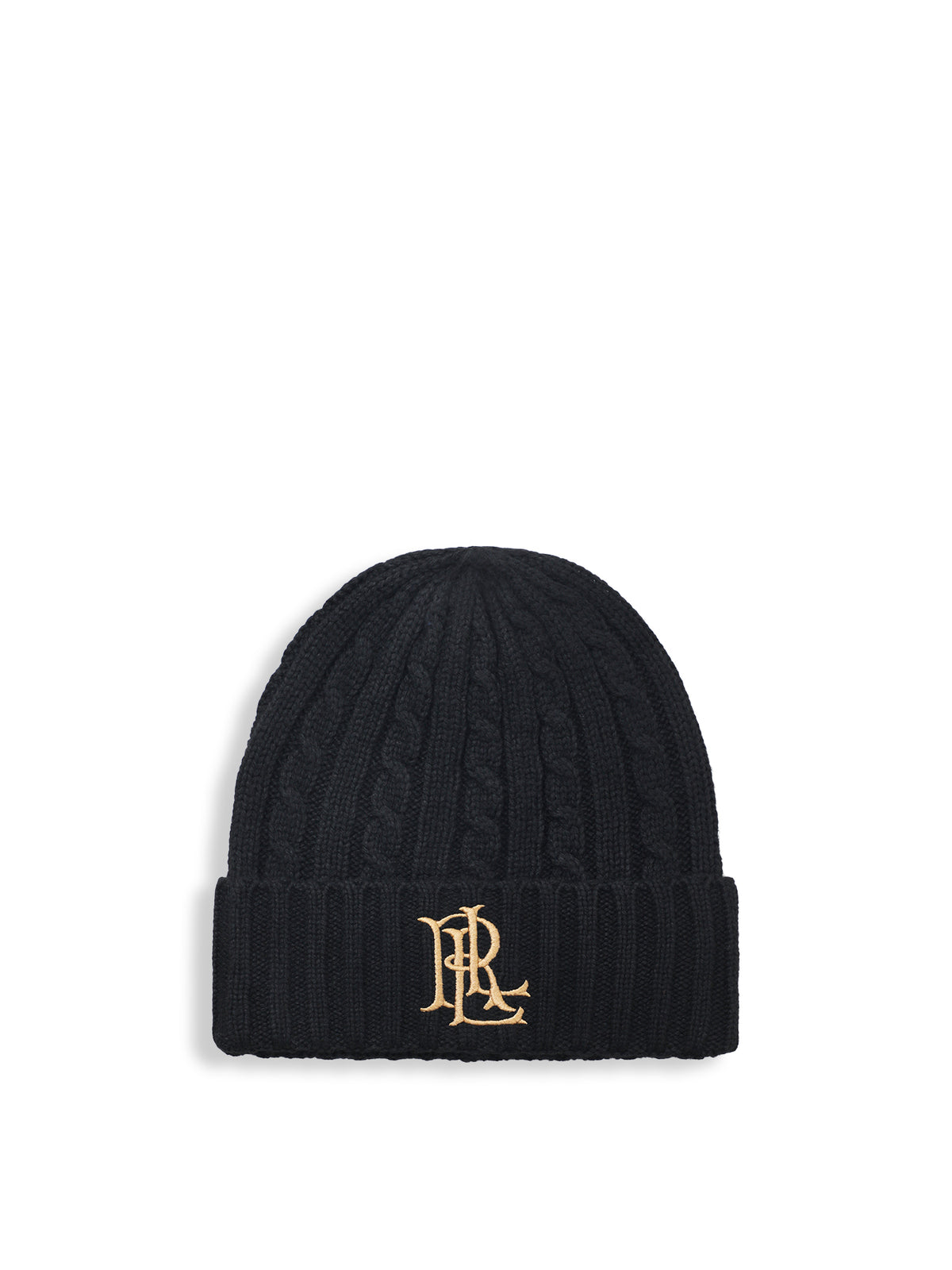 Cable Knit Wool Blend Beanie - Black