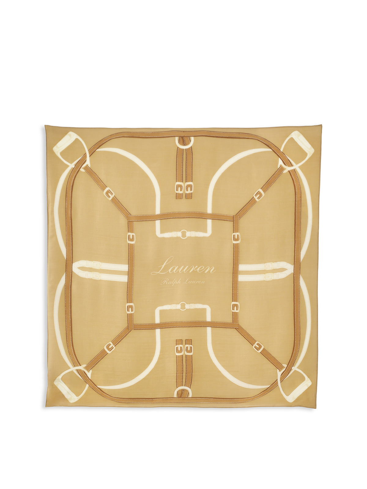 Large Square Wool & Mulberry Silk Scarf - Lauren Camel