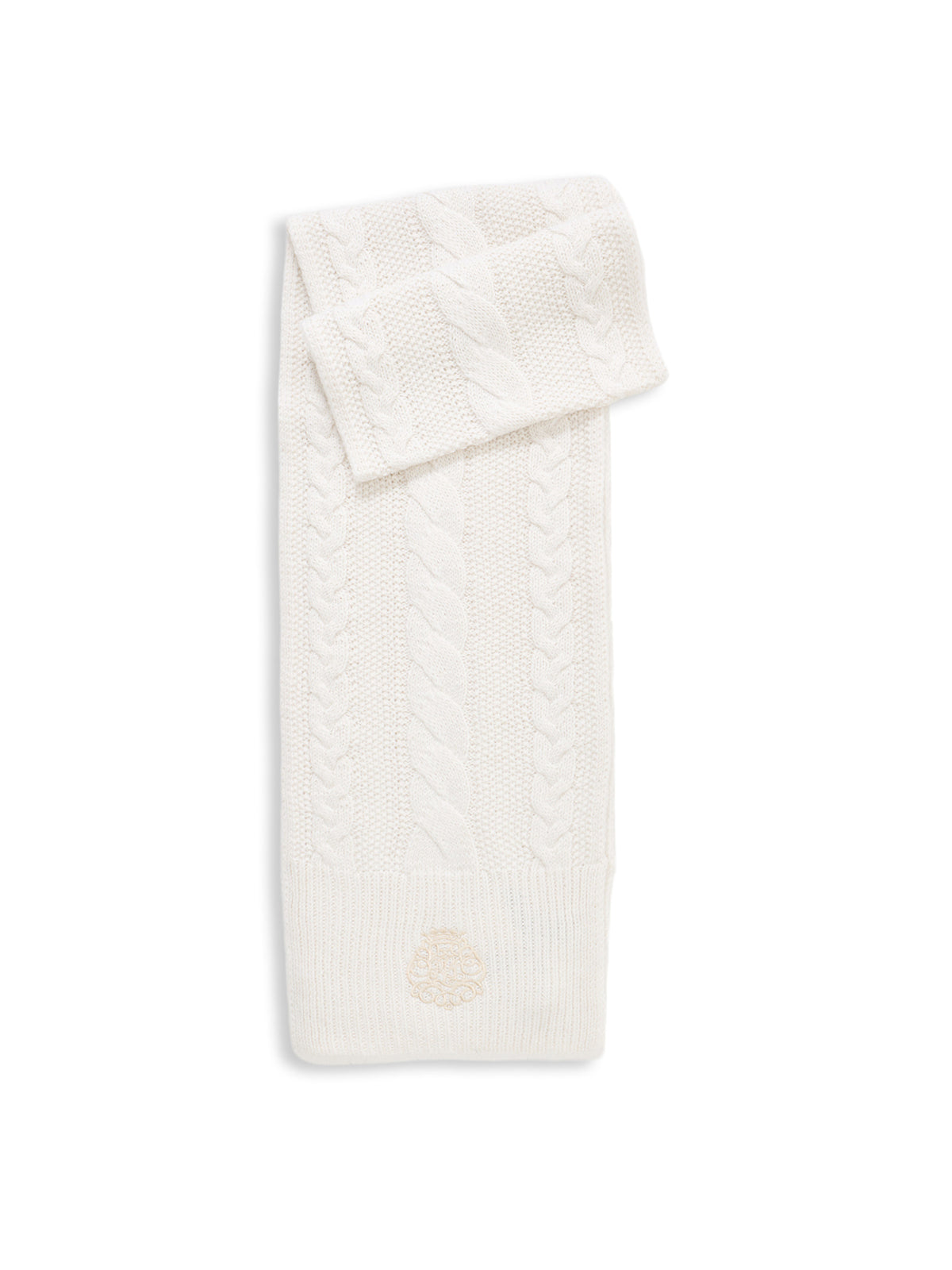 Direct Embroidered Wool Blend Scarf - Cream