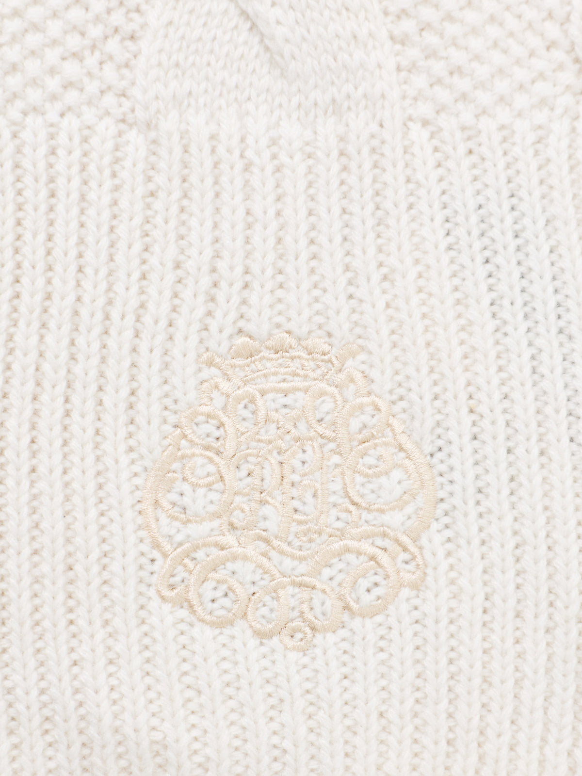 Direct Embroidered Wool Blend Scarf - Cream