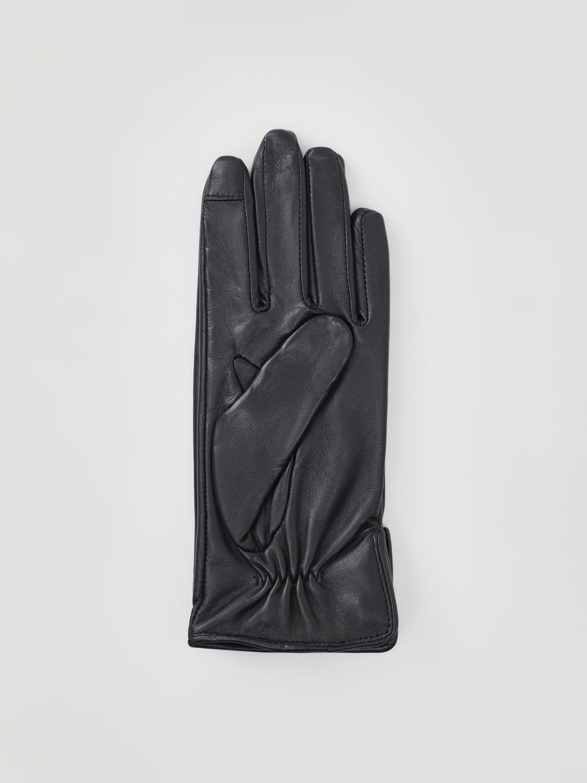 Leather Button Gloves - Black