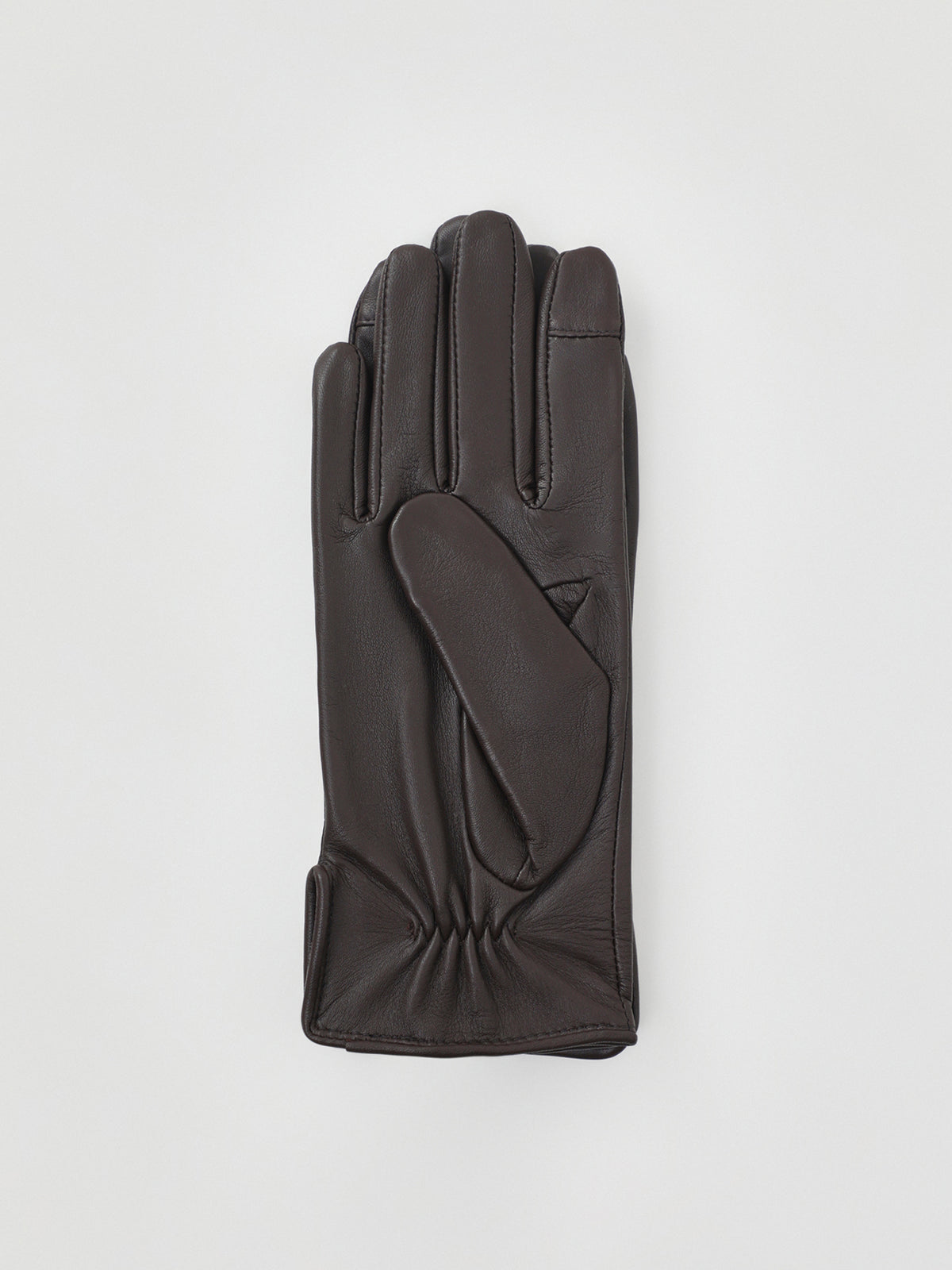 Leather Button Gloves - Brown