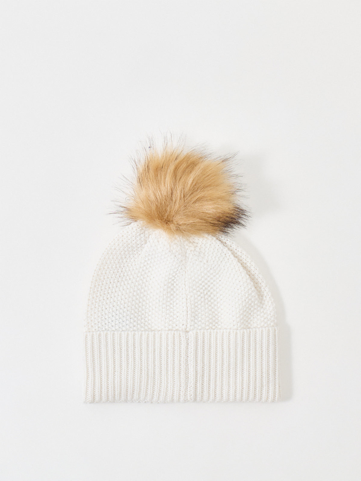 Direct Embroidered Wool Blend Beanie - Cream