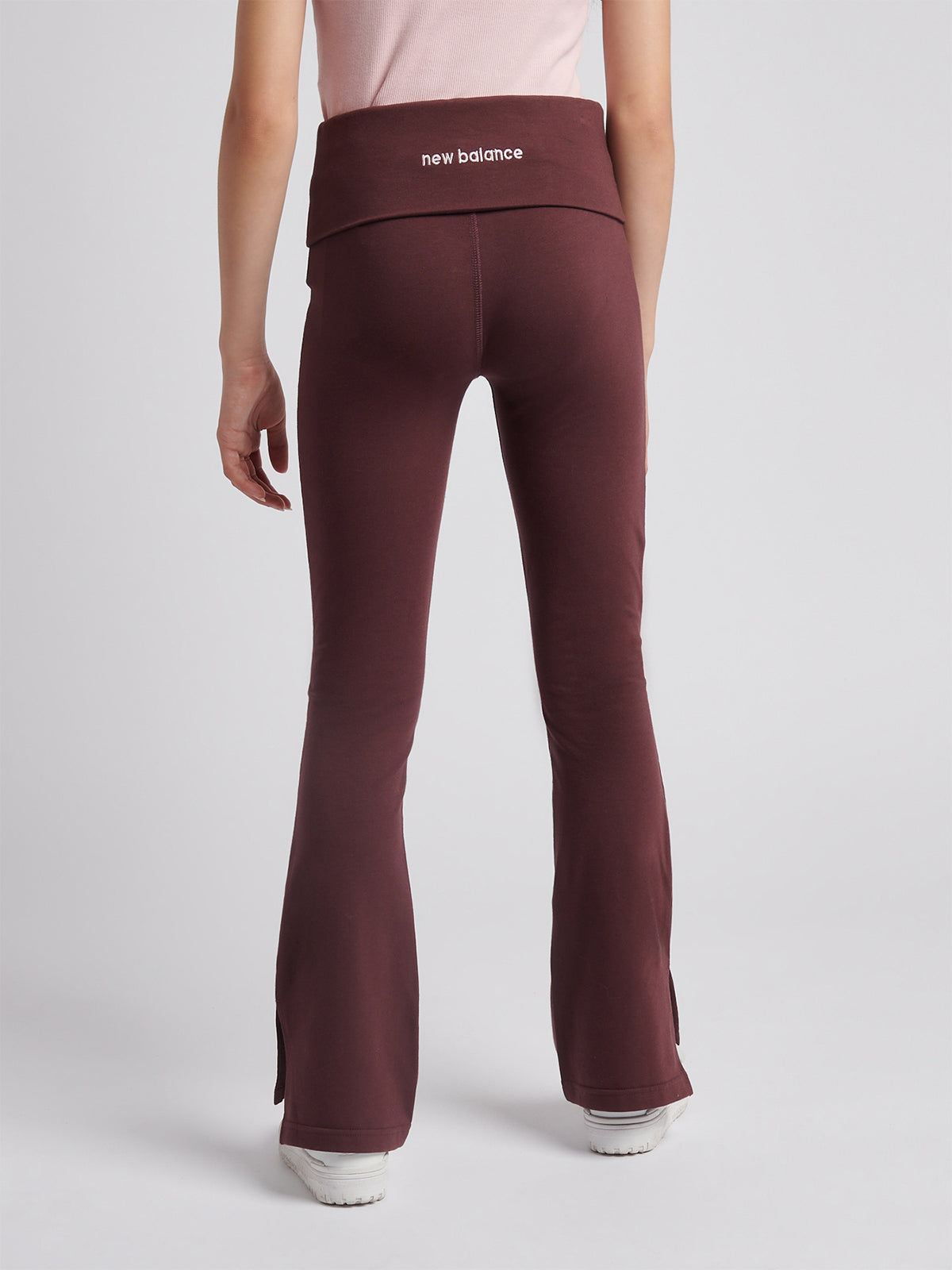 Girls' Small Logo Roll Down Flare Leggings - Cherry Leather