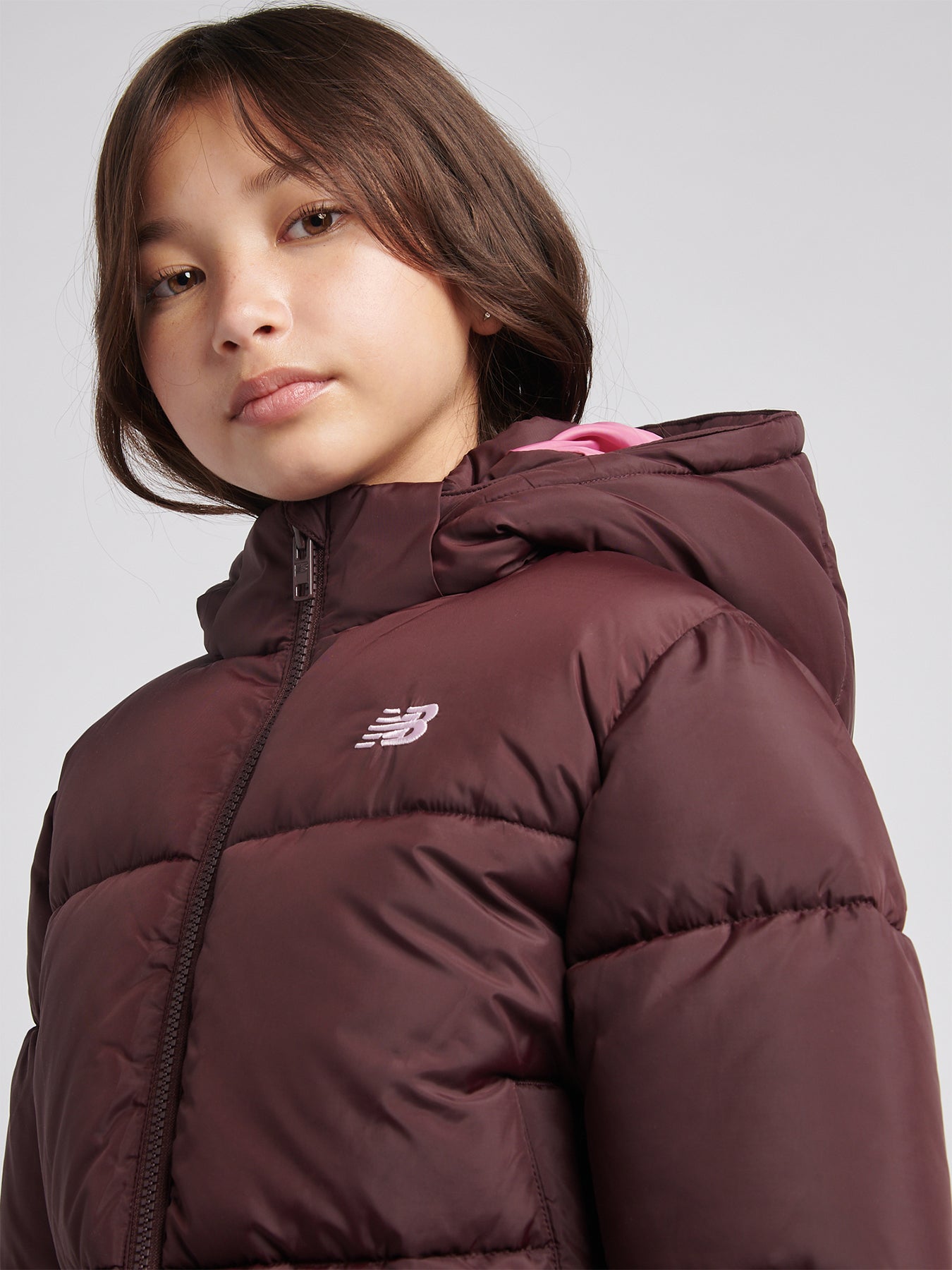 Unbaffled Puffer Coat - Cherry Leather