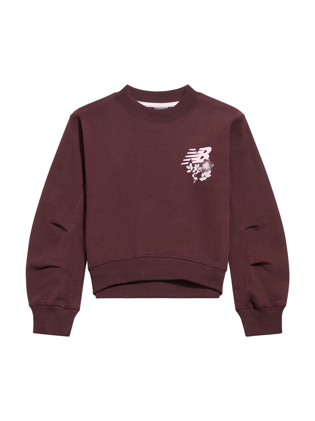 Girls' Rooted Floral Cropped Crew Sweatshirt - Cherry Leather