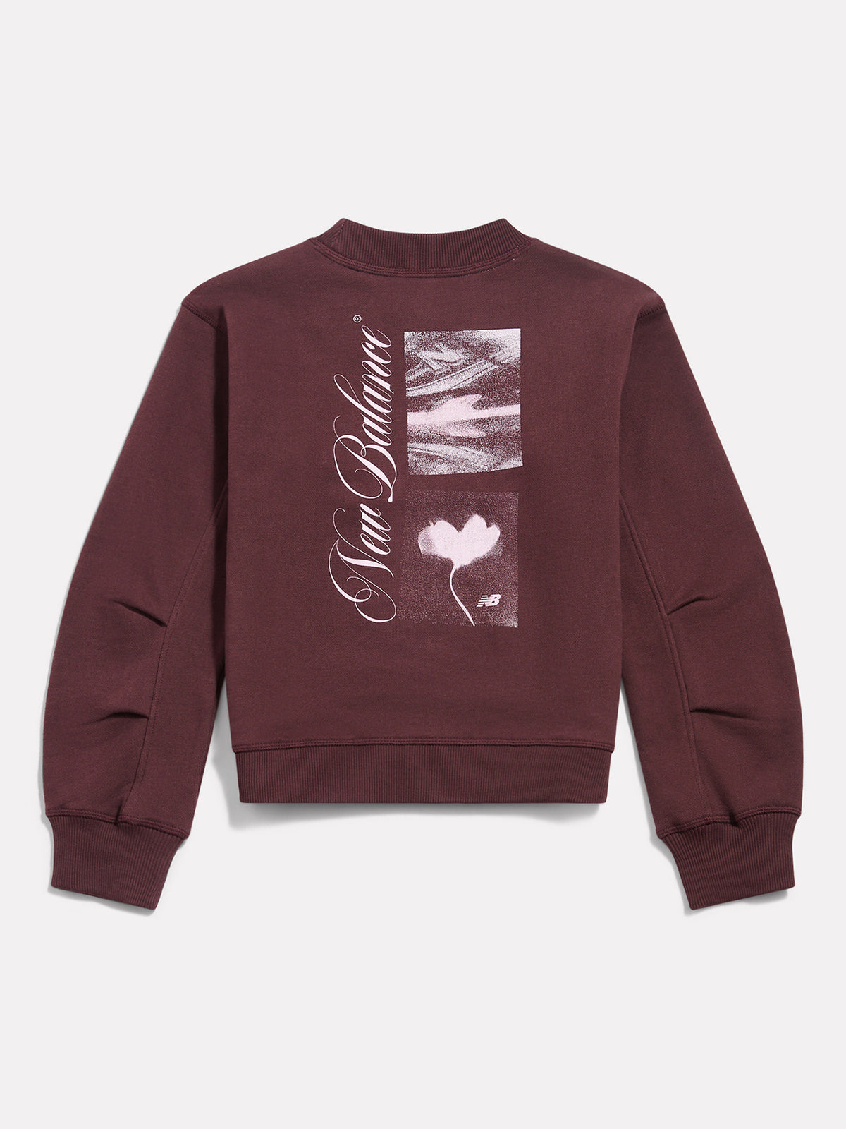 Girls' Rooted Floral Cropped Crew Sweatshirt - Cherry Leather