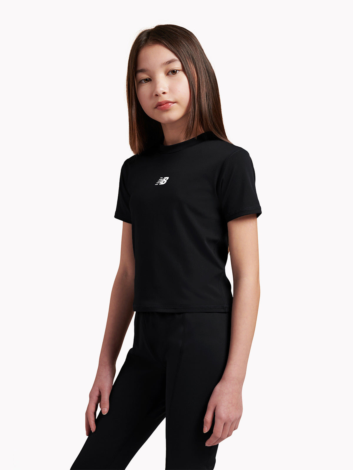 Girls' Athletic Short-Sleeved T-Shirt - Caviar