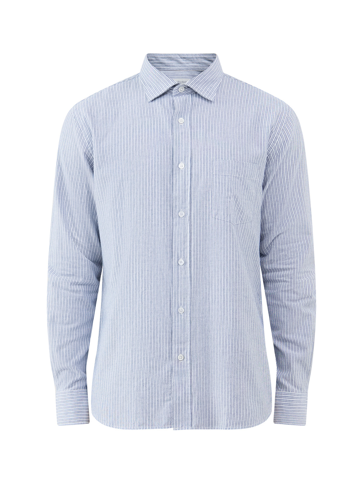 Paul Brushed Cotton Twill Stripe Shirt - Blue