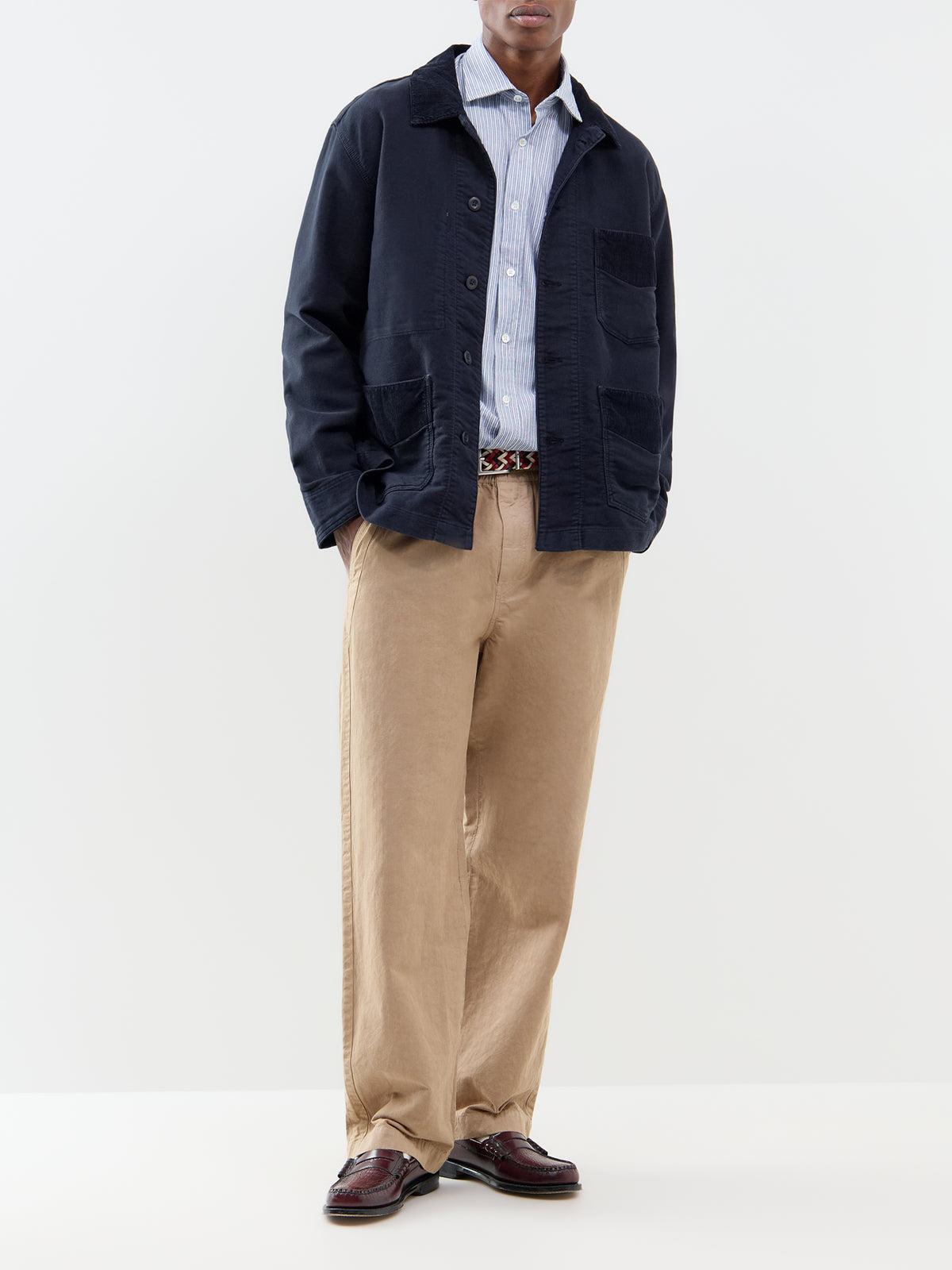 Paul Brushed Cotton Twill Stripe Shirt - Blue