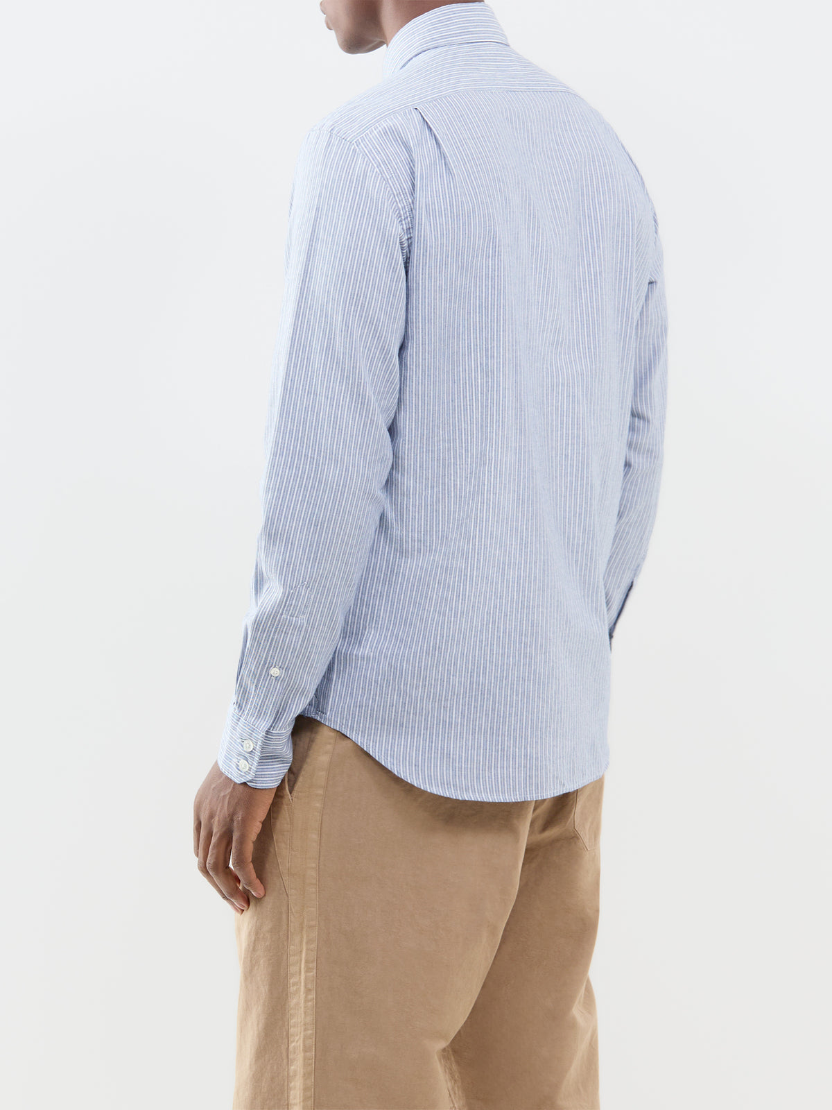 Paul Brushed Cotton Twill Stripe Shirt - Blue