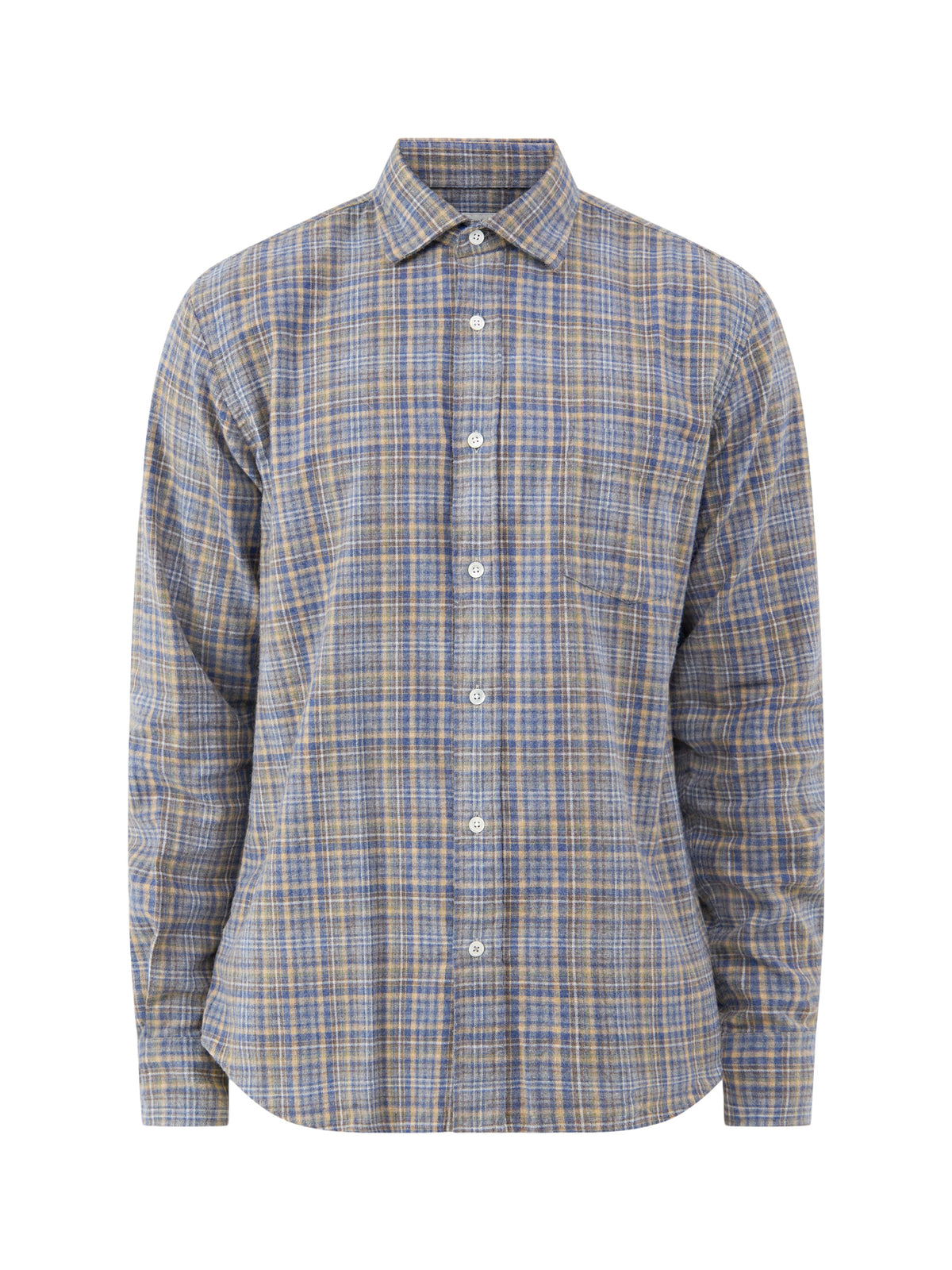 Paul Brushed Cotton Plaid Shirt - Grey