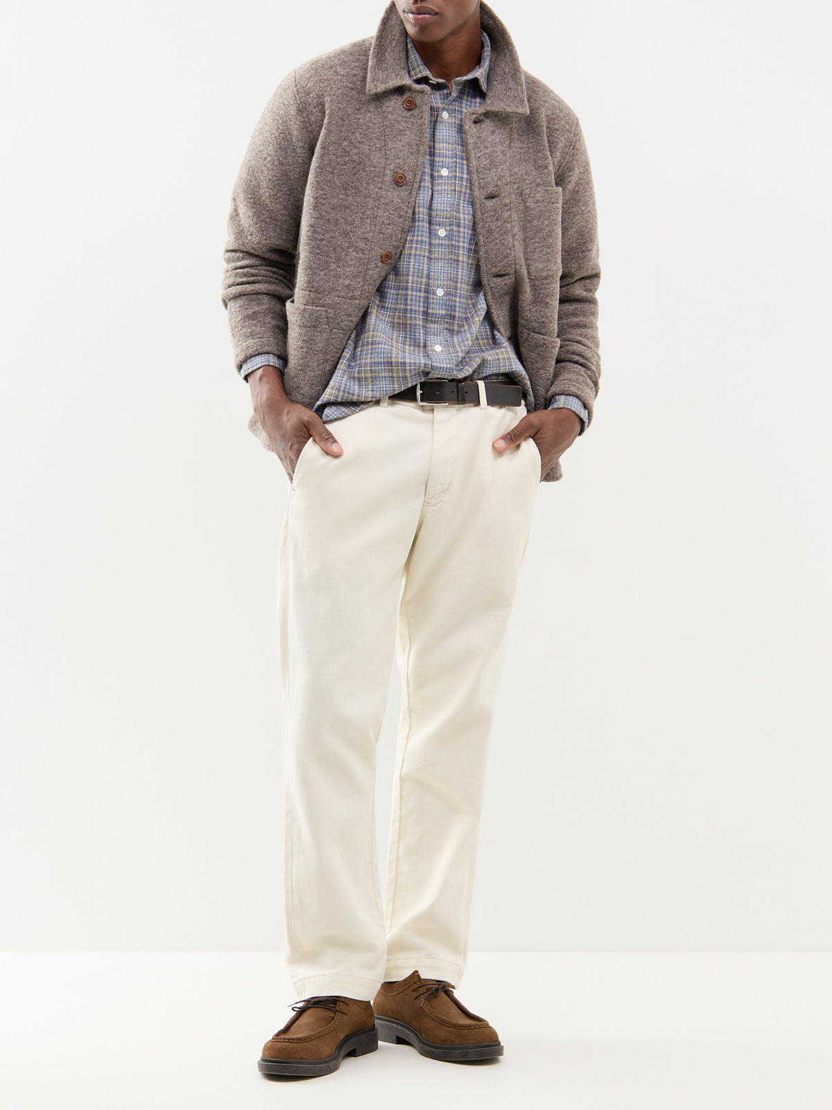 Paul Brushed Cotton Plaid Shirt - Grey