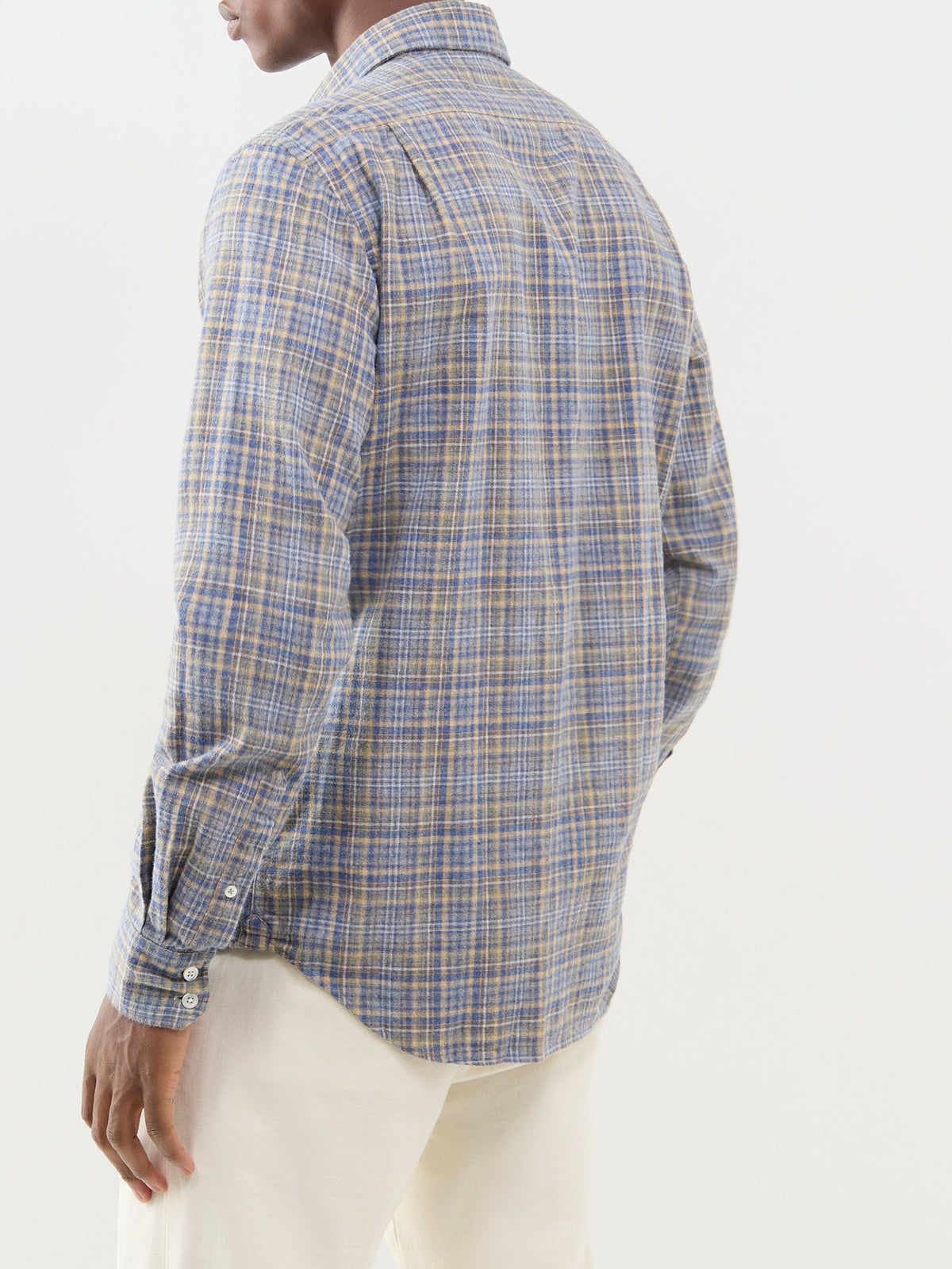 Paul Brushed Cotton Plaid Shirt - Grey