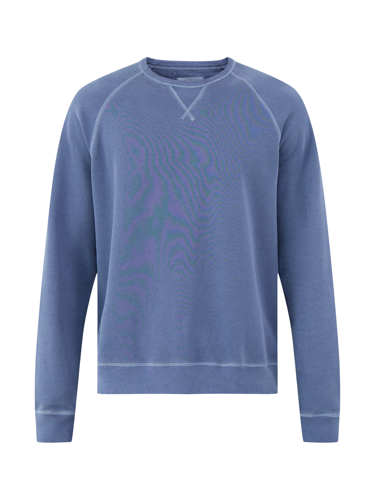 Light Fleece Cotton Crew Neck Sweatshirt - Cobalt