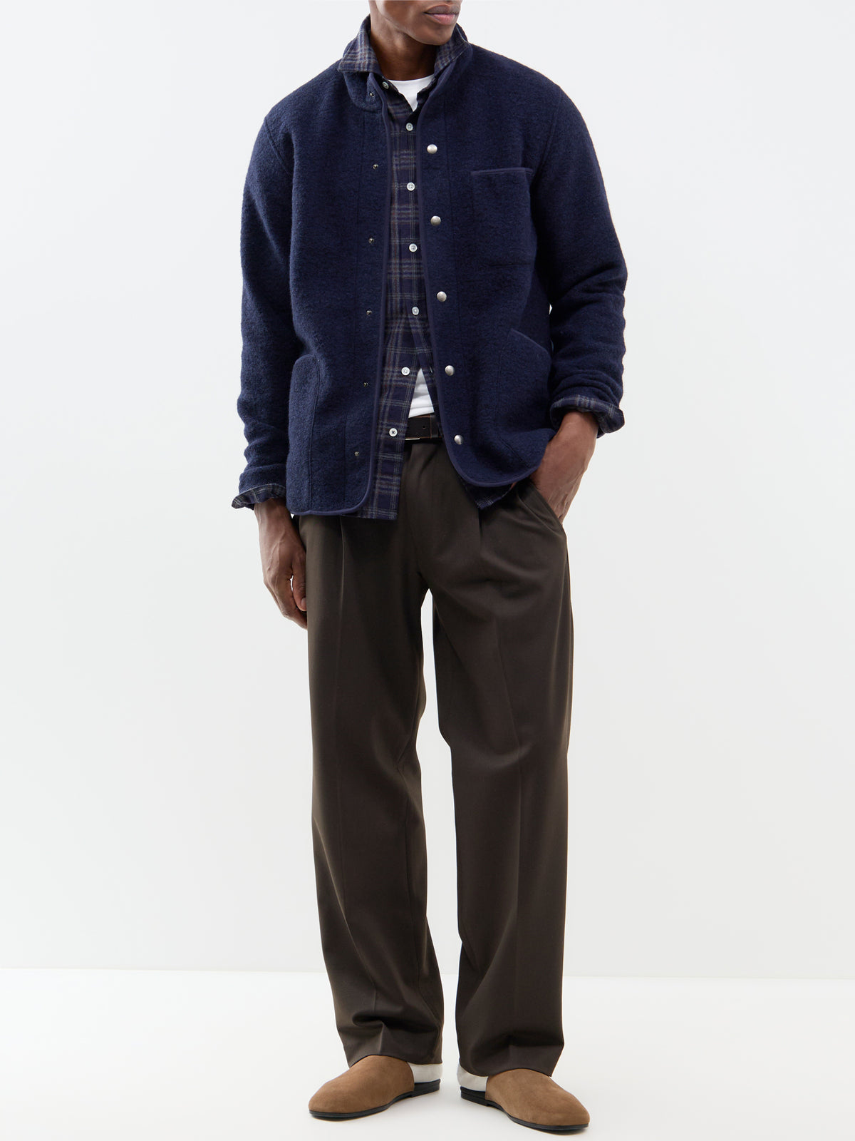 Jock Boiled Wool Overshirt - Navy