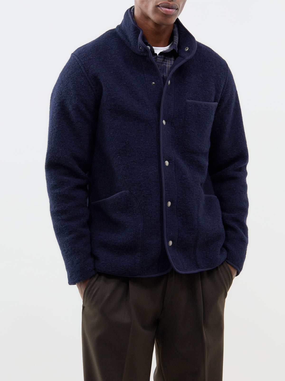 Jock Boiled Wool Overshirt - Navy