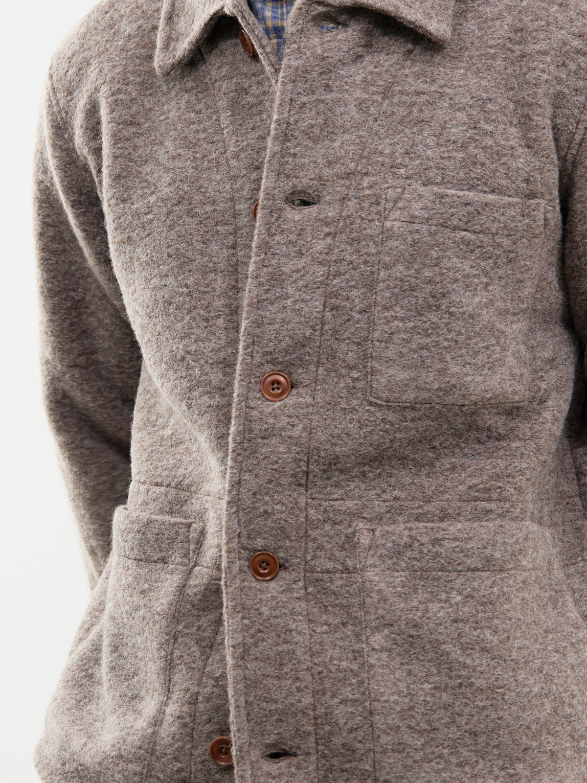 Service Boiled Wool Jacket - Mushroom