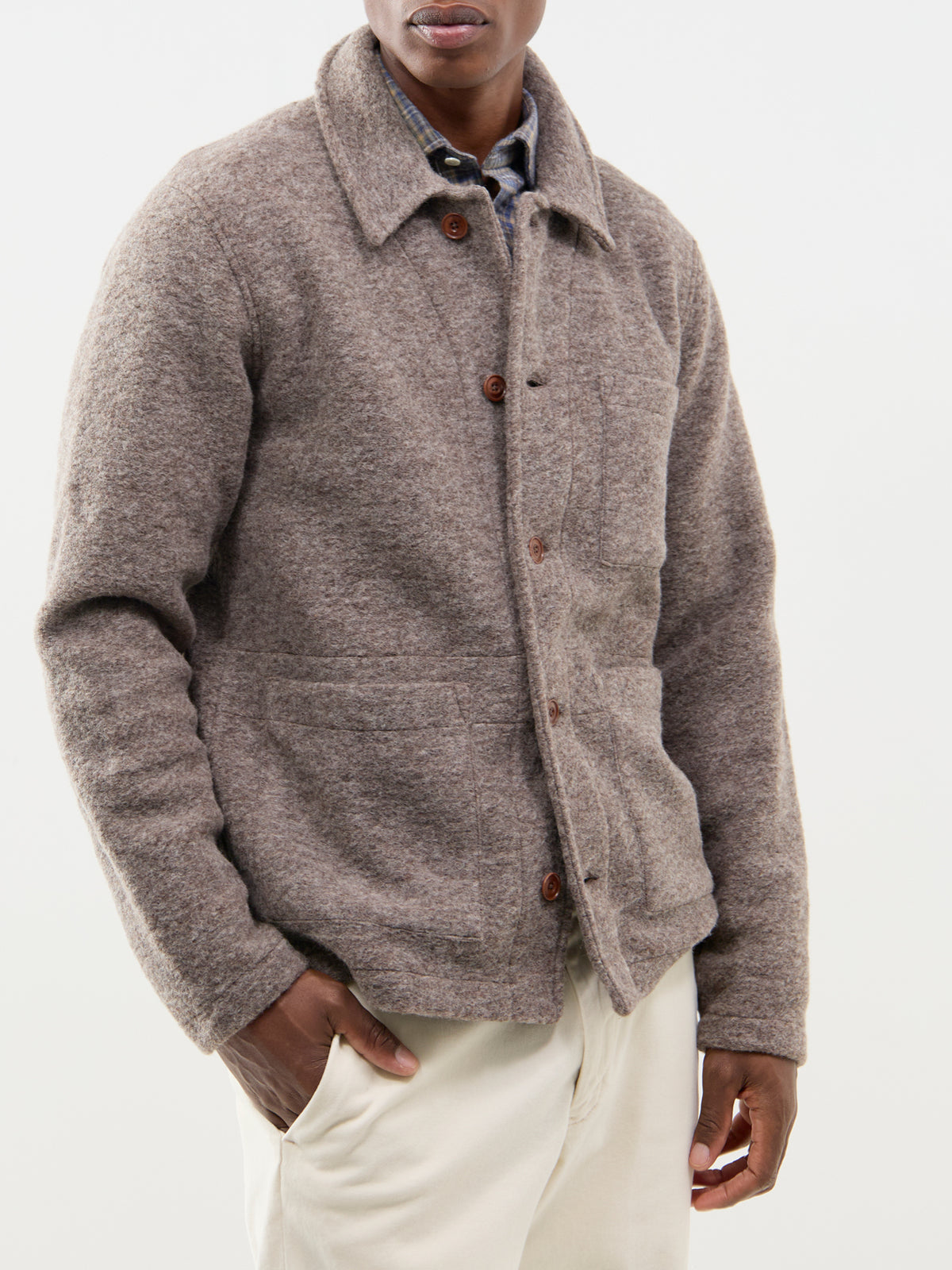 Service Boiled Wool Jacket - Mushroom