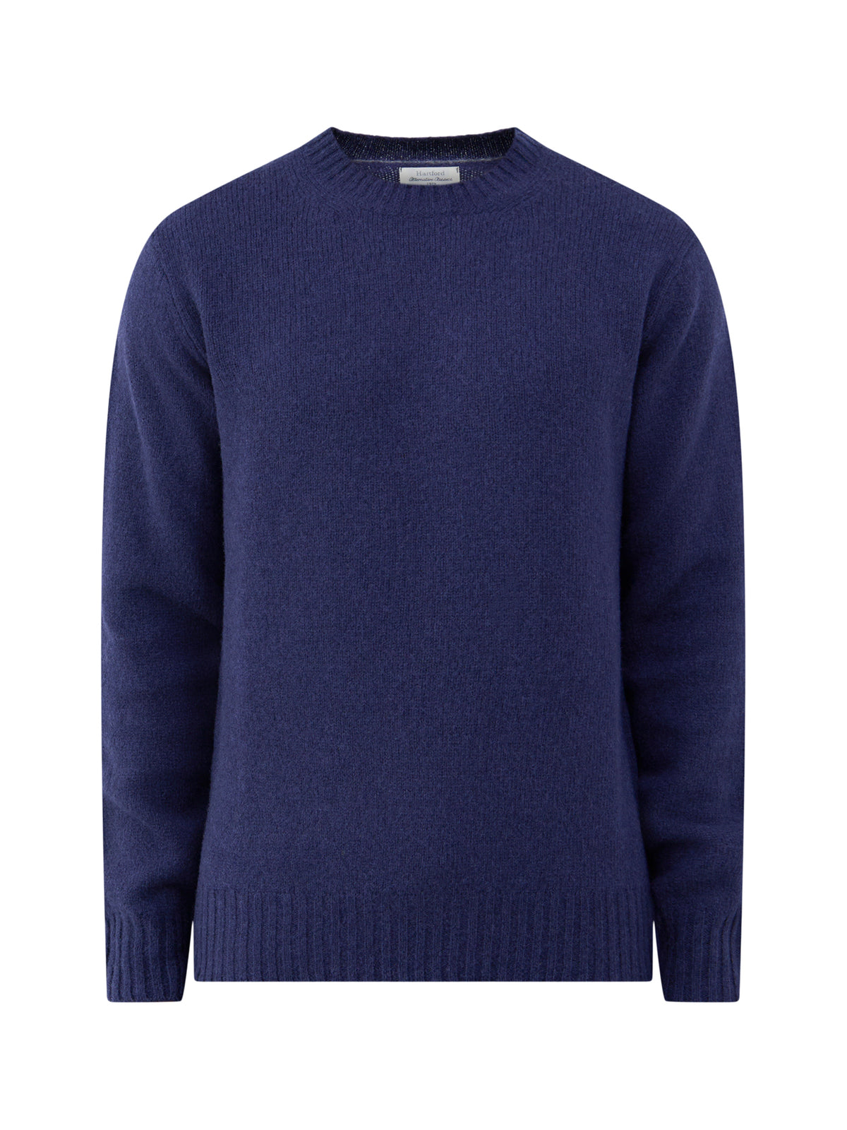 Shetland Wool Crew Neck Jumper - Navy