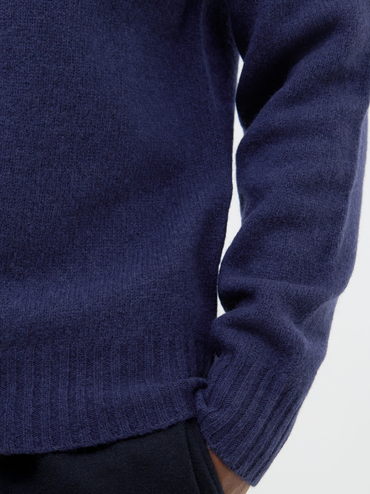 Shetland Wool Crew Neck Jumper - Navy