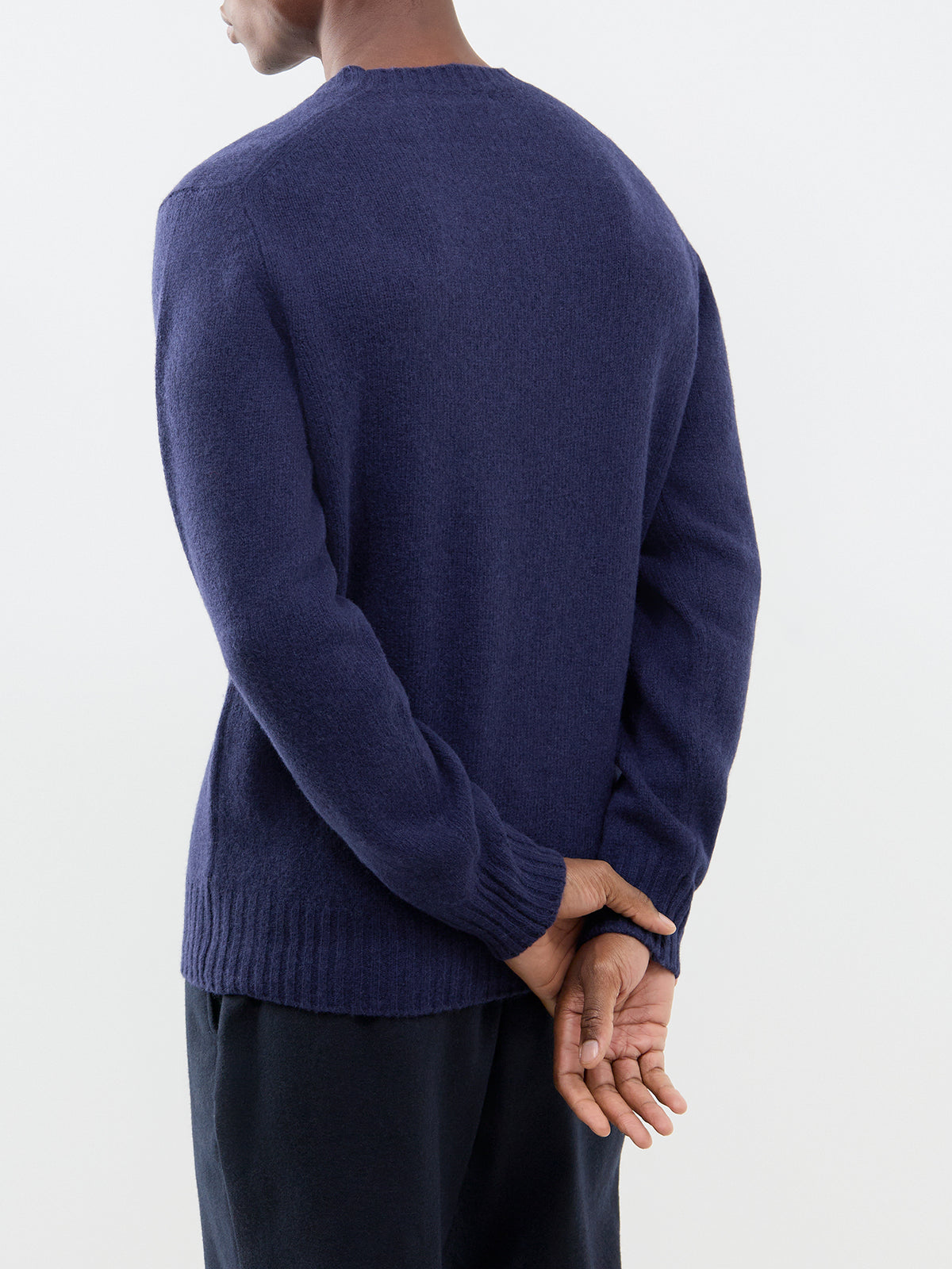 Shetland Wool Crew Neck Jumper - Navy