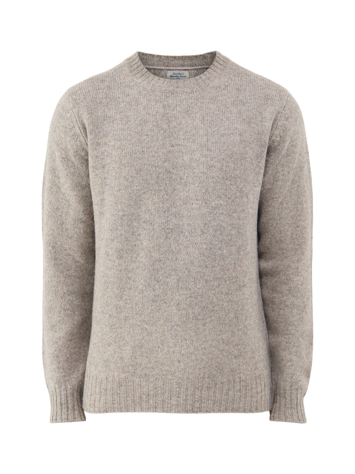 Shetland Wool Crew Neck Jumper - Mushroom