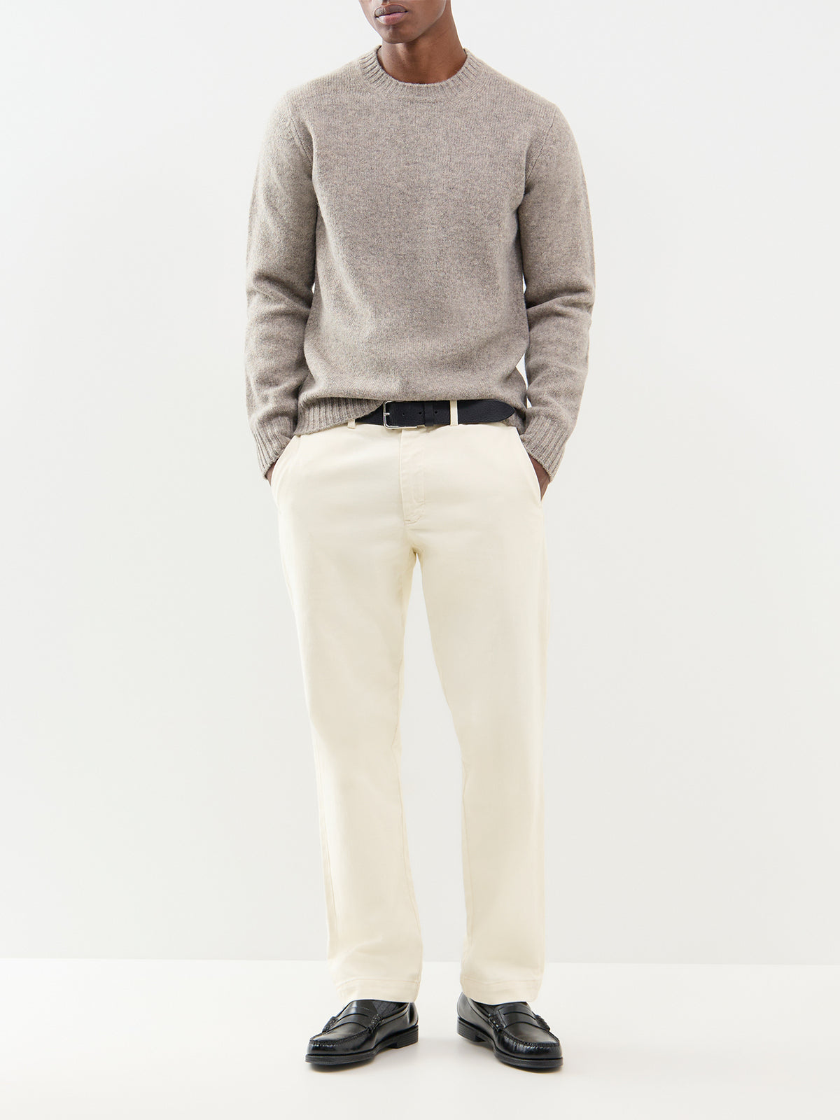 Shetland Wool Crew Neck Jumper - Mushroom