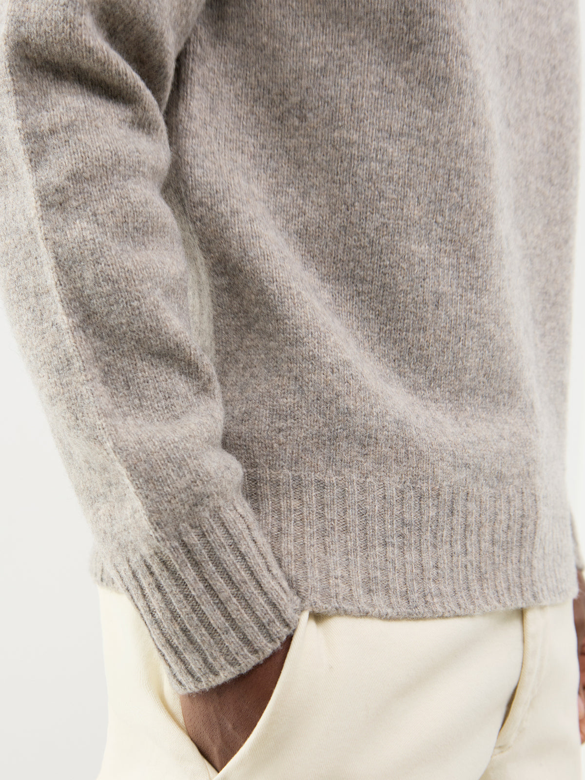 Shetland Wool Crew Neck Jumper - Mushroom