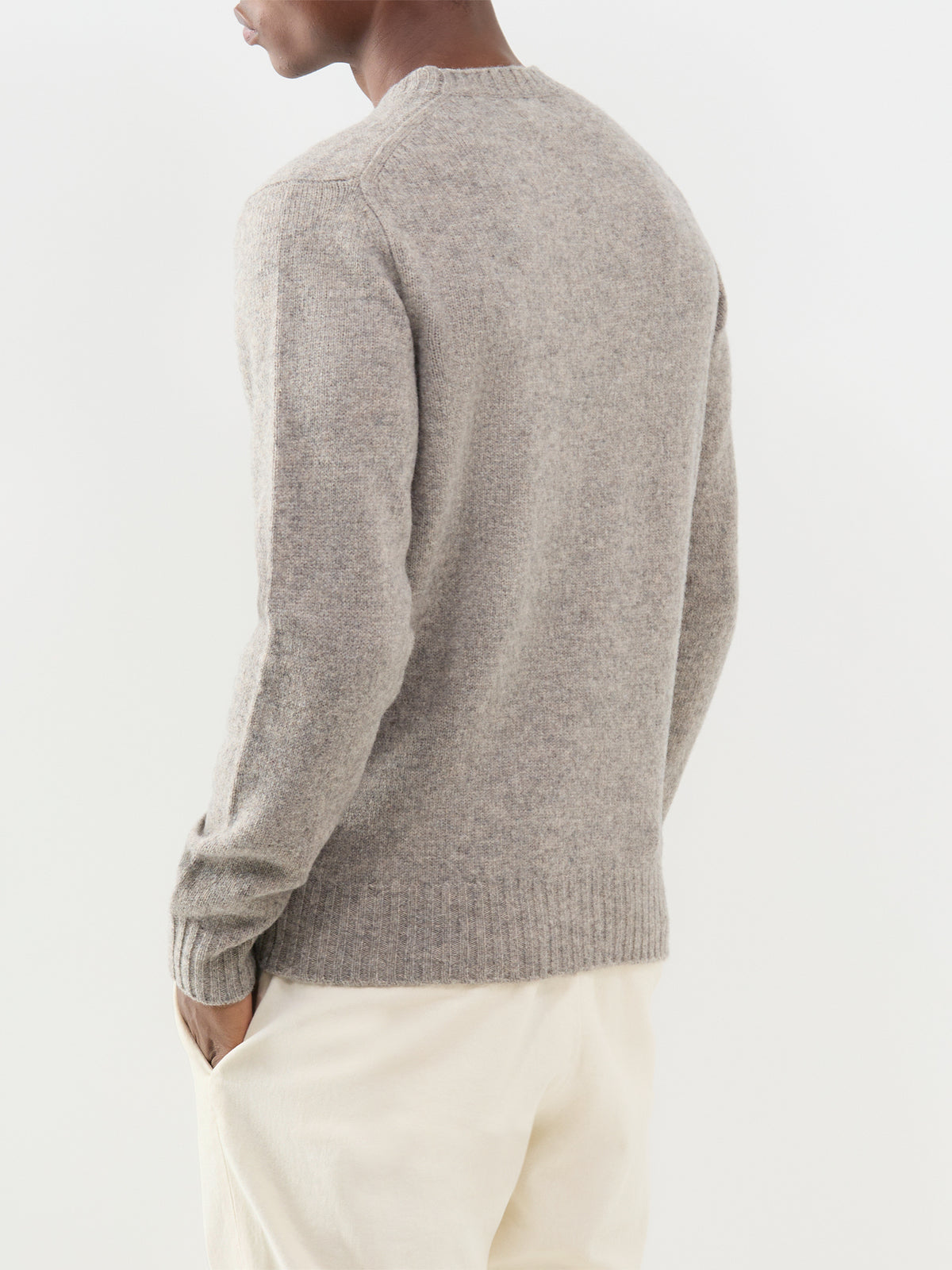 Shetland Wool Crew Neck Jumper - Mushroom