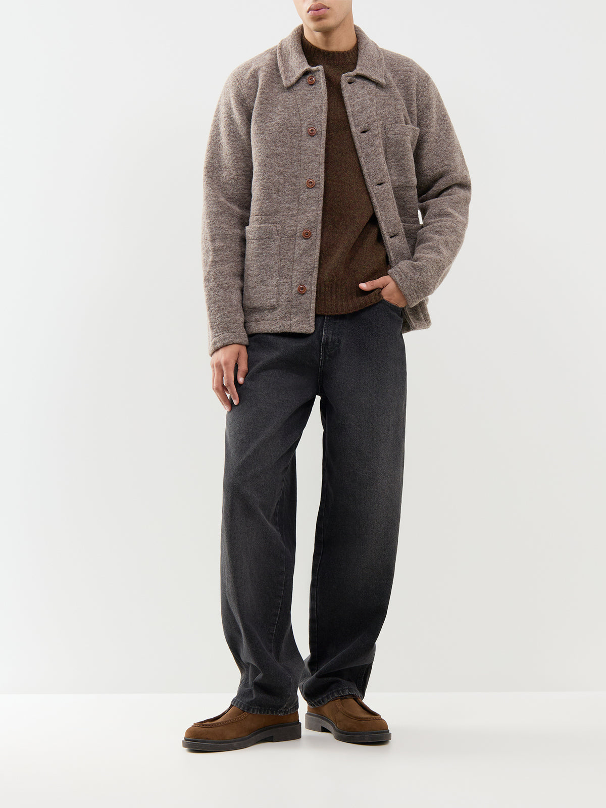 Shetland Wool Crew Neck Jumper - Rusty