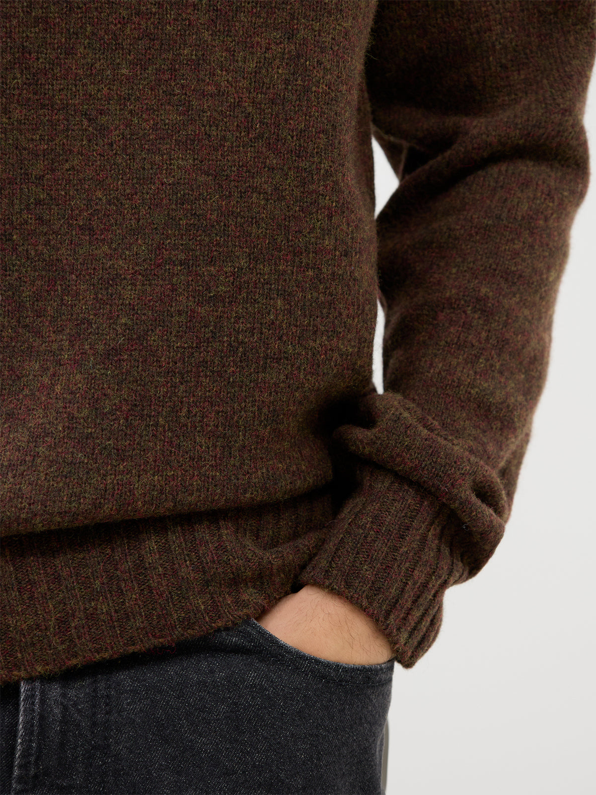Shetland Wool Crew Neck Jumper - Rusty