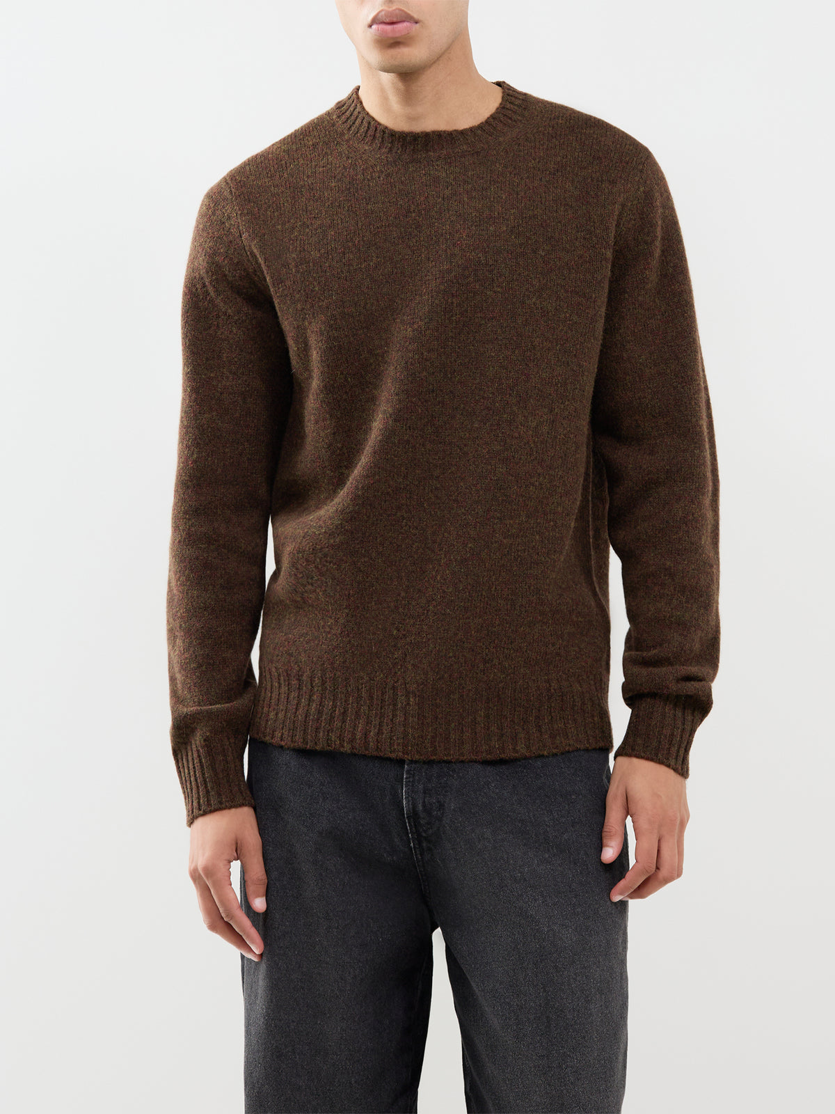 Shetland Wool Crew Neck Jumper - Rusty