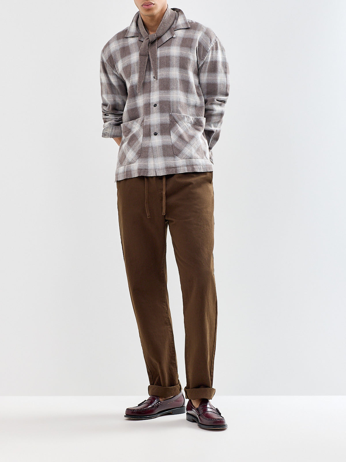 Joggy Cotton Drawstring Chinos Brown