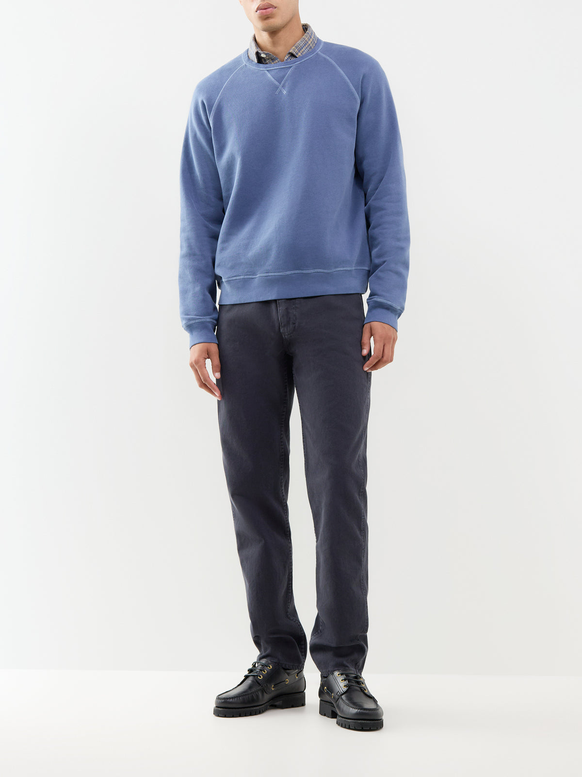 Terrence Cotton Bedford Trousers - Navy