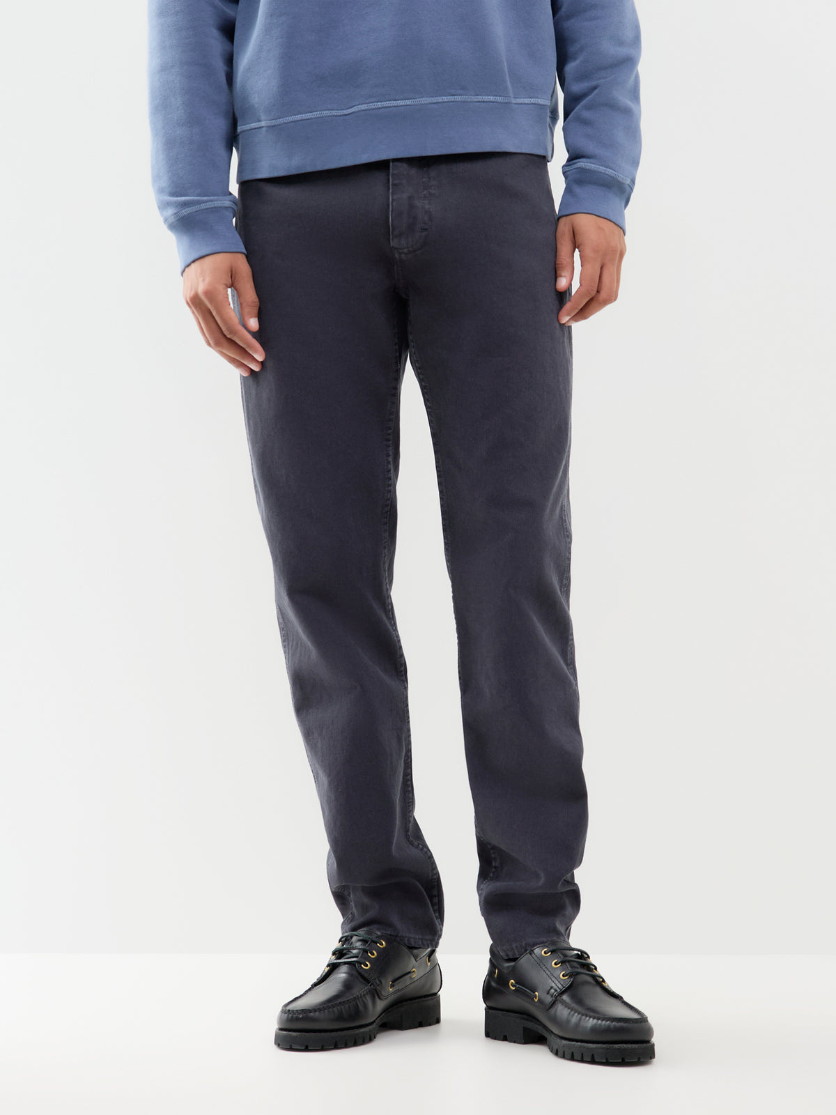 Terrence Cotton Bedford Trousers - Navy