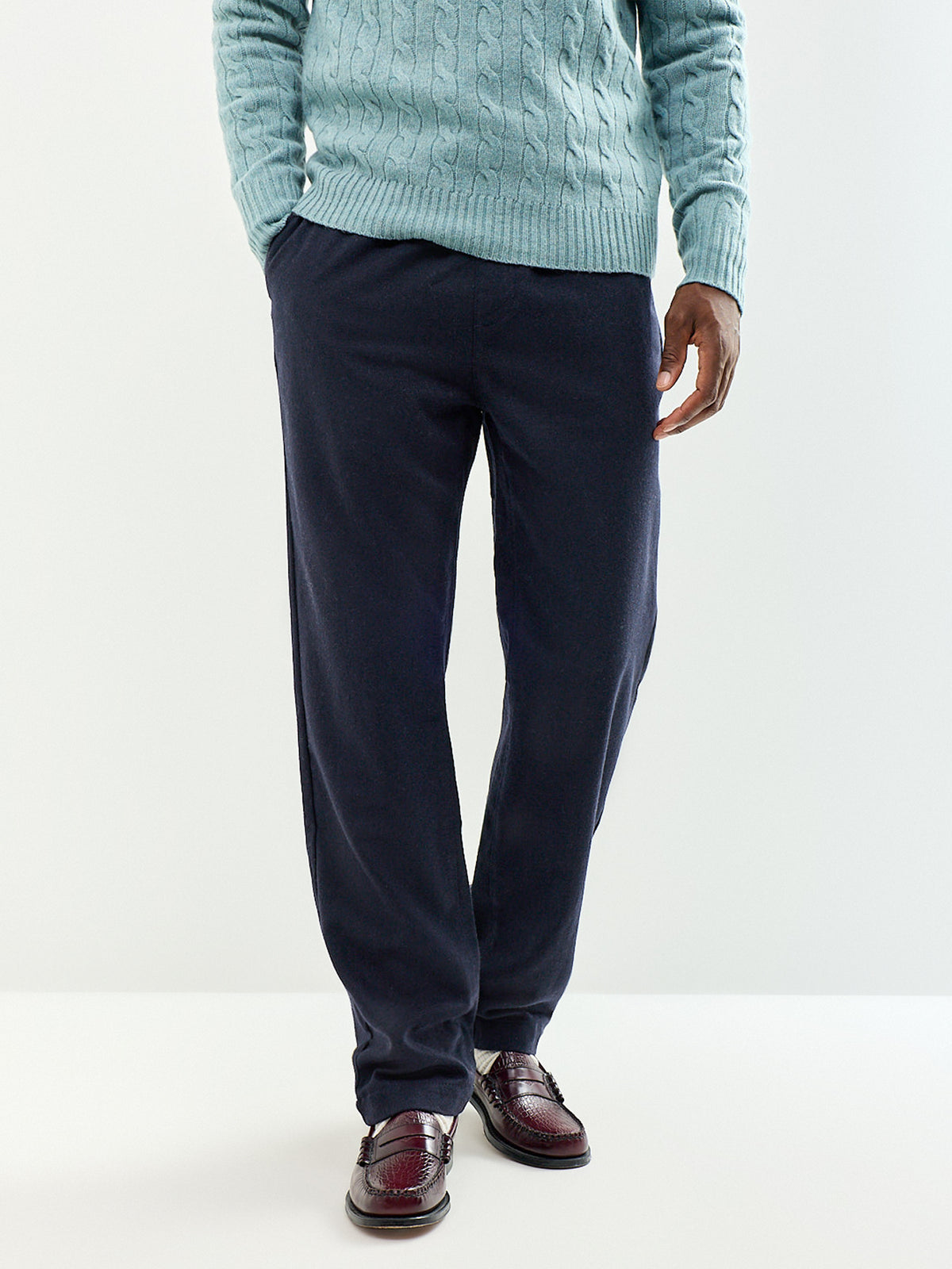 Men's Washable Wool Blend Joggy Drawstring Trousers